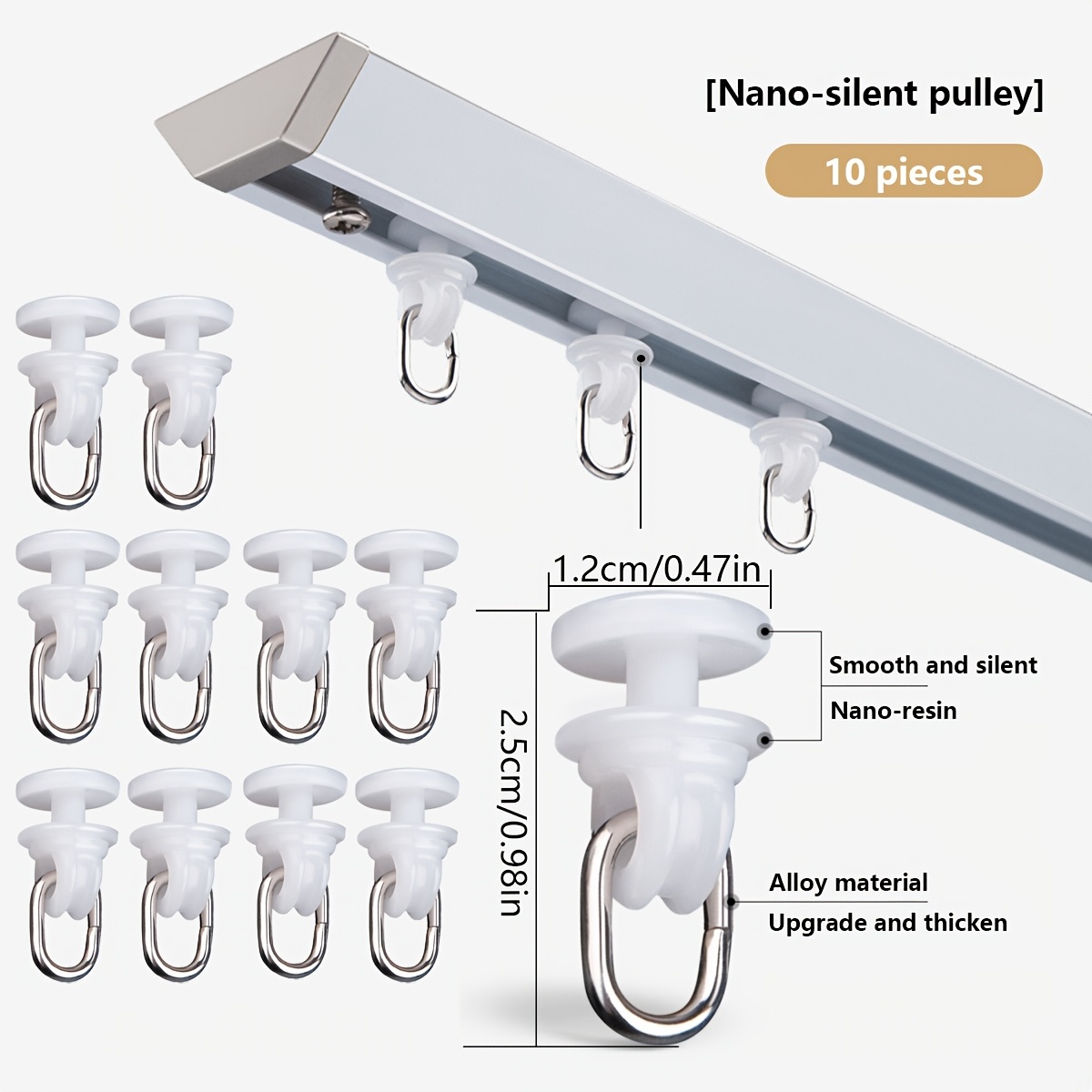 TEMU 1 Set Ultra-thin V-shaped Aluminum Alloy Invisible Curtain Track Adjustable&extendable Design, Ceiling/wall-mounted Silent Gliding Single Rail