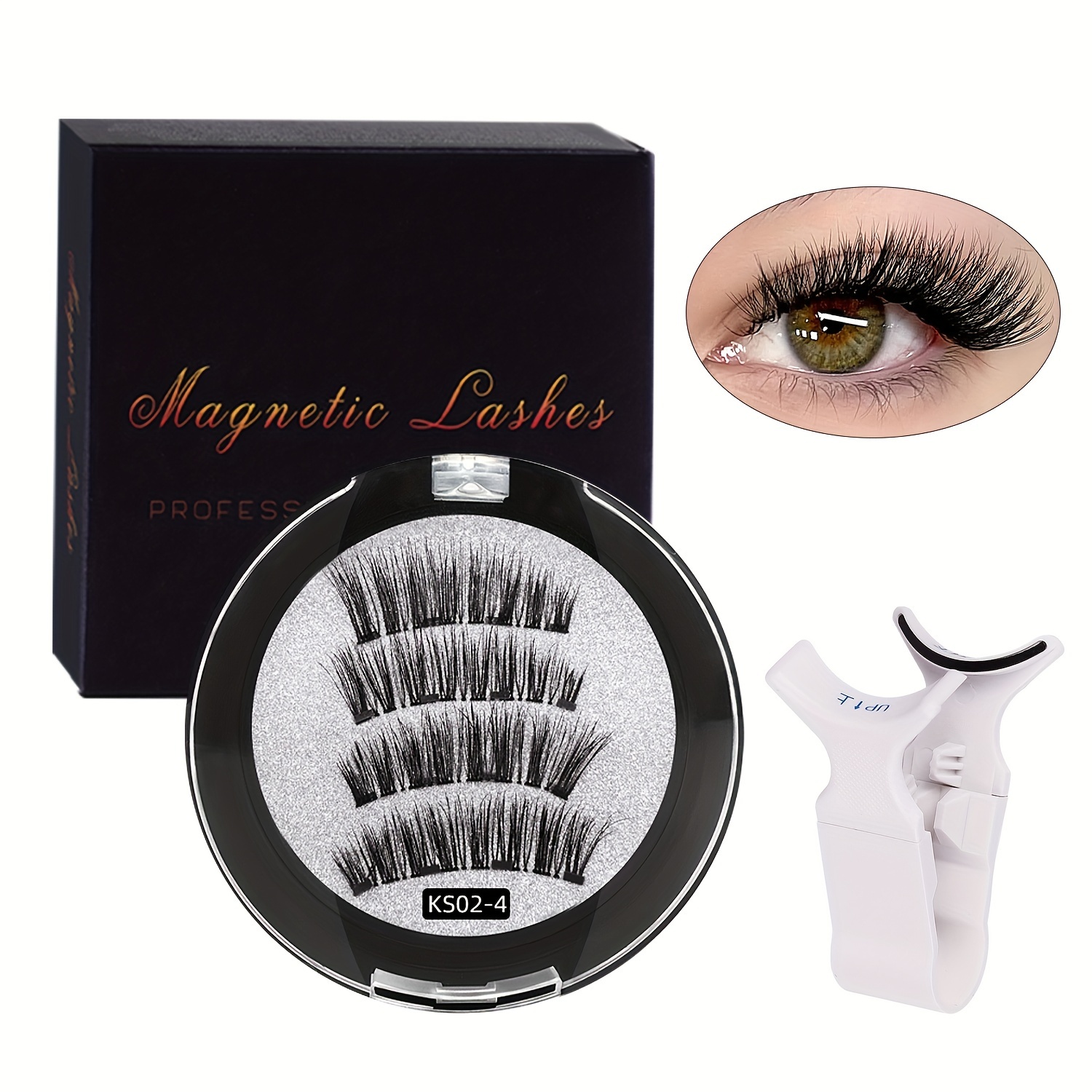 

Magnetic Eyelashes Without Eyeliner - Reusable Dual Magnetic Lashes With 4 Pair, 3d False Eyelashes Kit With Applicator, Reusable & Waterproof, , For Halloween