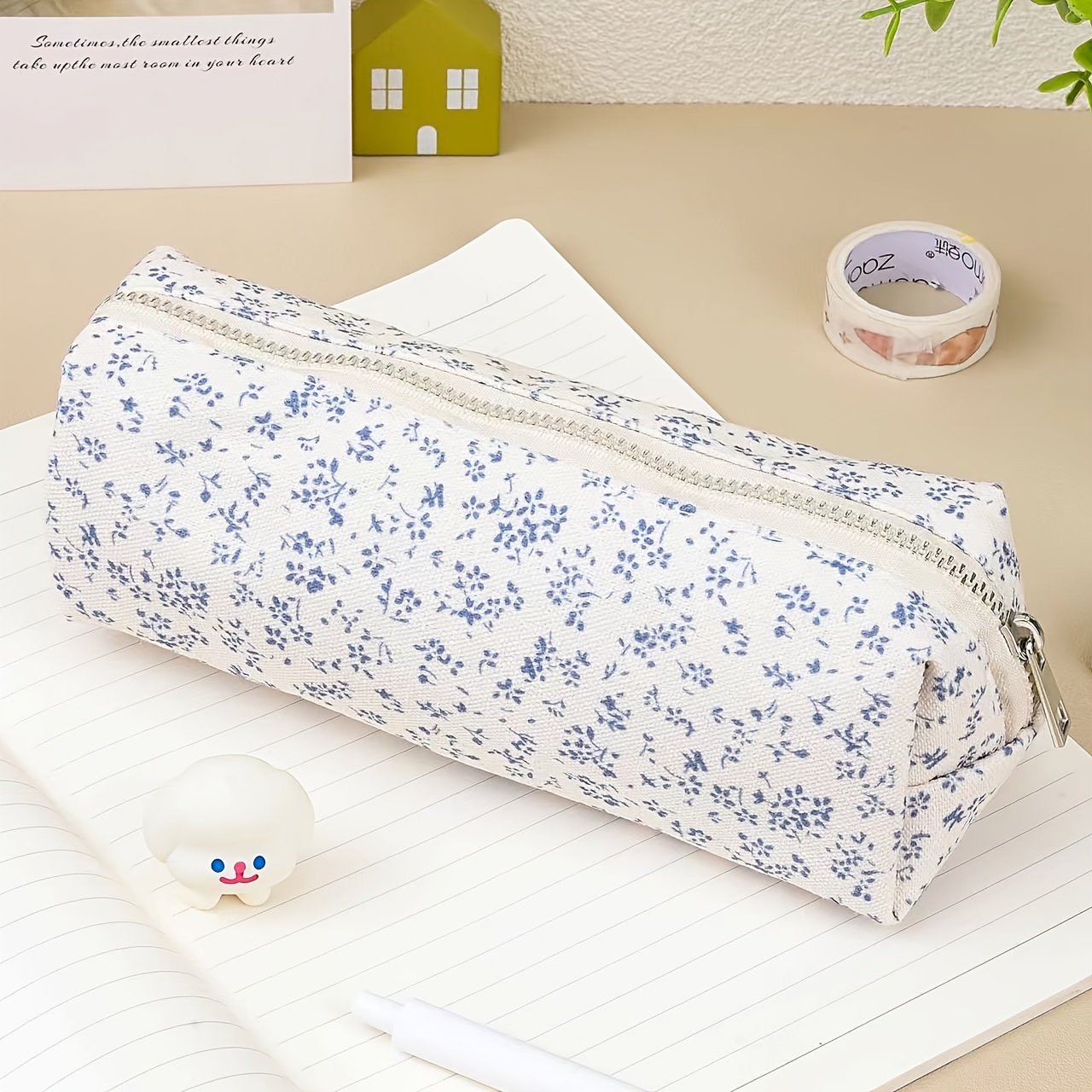 TEMU 1pc Cute Multifunctional Floral Pen Bag Student Cartoon Stationery Bag Large Capacity Pencil Case Stationery Organizer School Office Stationery