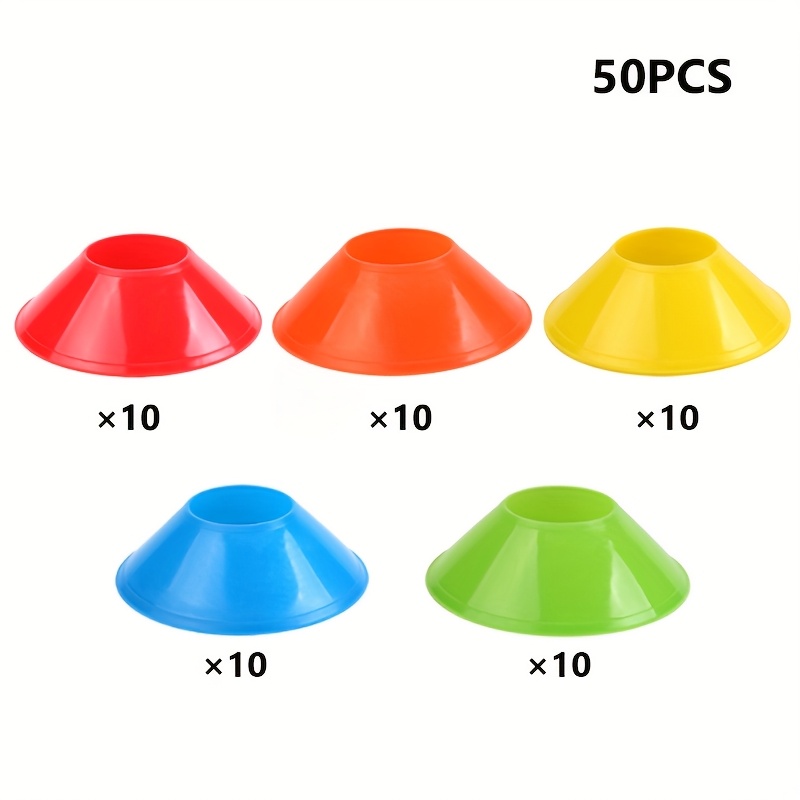 Image of 50-pack Small Marker Discs For Soccer And Basketball, Speed And Agility Training Obstacles, Training Cones, Barriers, Marker Cones, Soccer Training Equipment