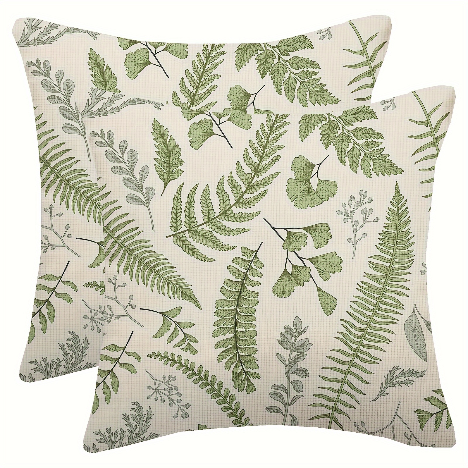 

2pcs Sage Green Short Plush Pillow Covers, Tropical Plant Leaf Botanical Throw Pillows, Vintage Floral Outdoor Decorative Pillowcase, Home Couch Sofa Bedding Decor, No Pillow Core, 18 X 18 Inch