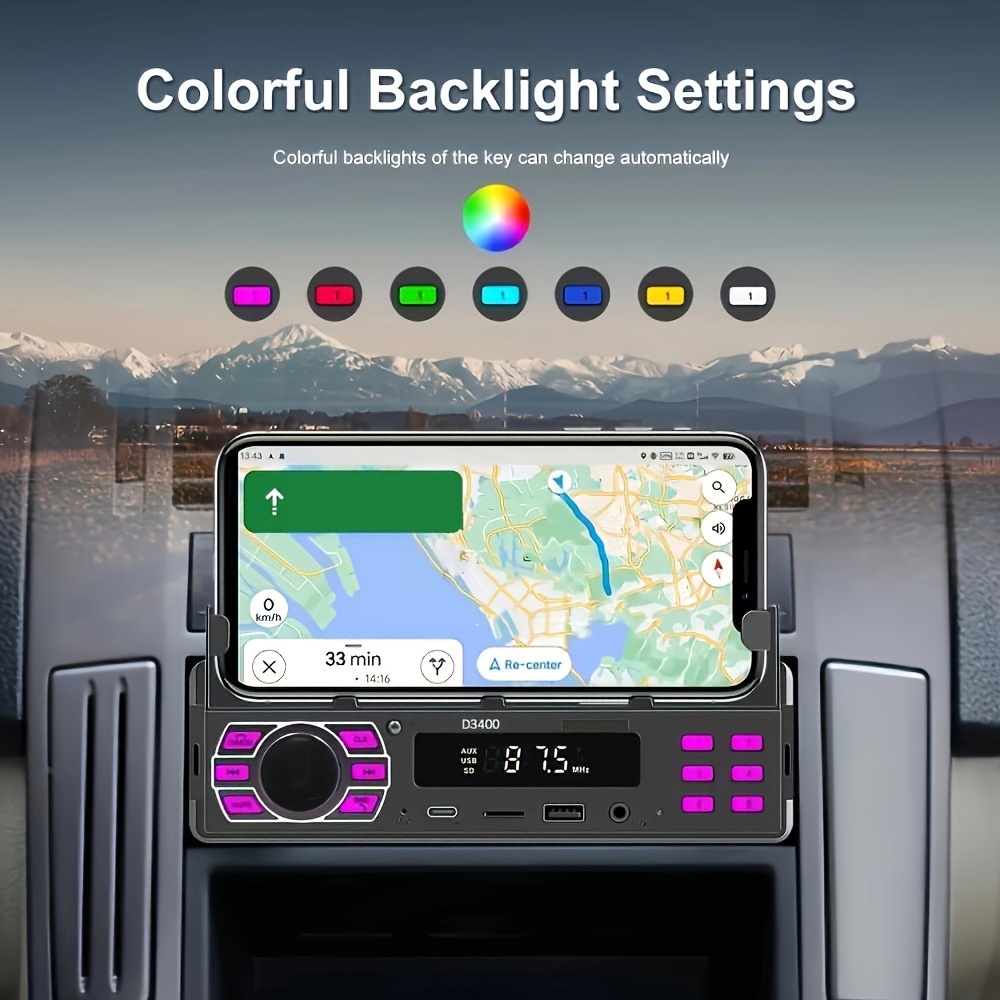  estéreo de carro 1din, de áudio sem fio digital com retroiluminação , fm mp3 de 12 usb/sd/aux-in, navegação por aplicativos, de encontrar o carro e suporte para telefone celular - , tensão de ≤36v detalhes 4