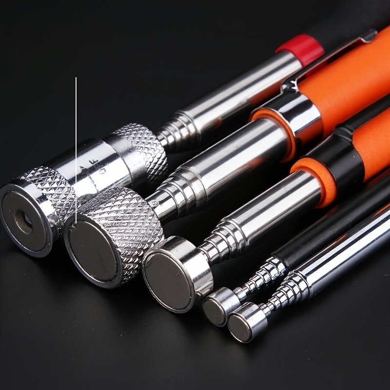 8 pound magnetic pickup tool with ergonomic orange grip extendable stainless steel rod portable   for nails screws small metal pieces diy construction workshop retrieval tool