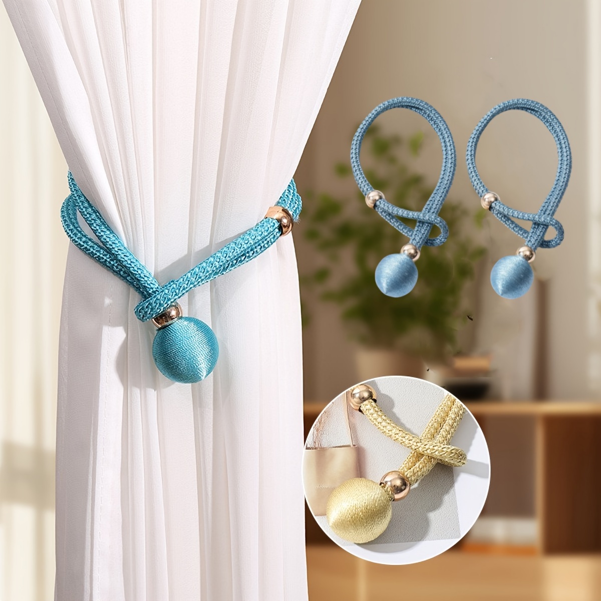 

2-piece Adjustable Curtain Strap Set With Classic Style - Perfect For Home Decor