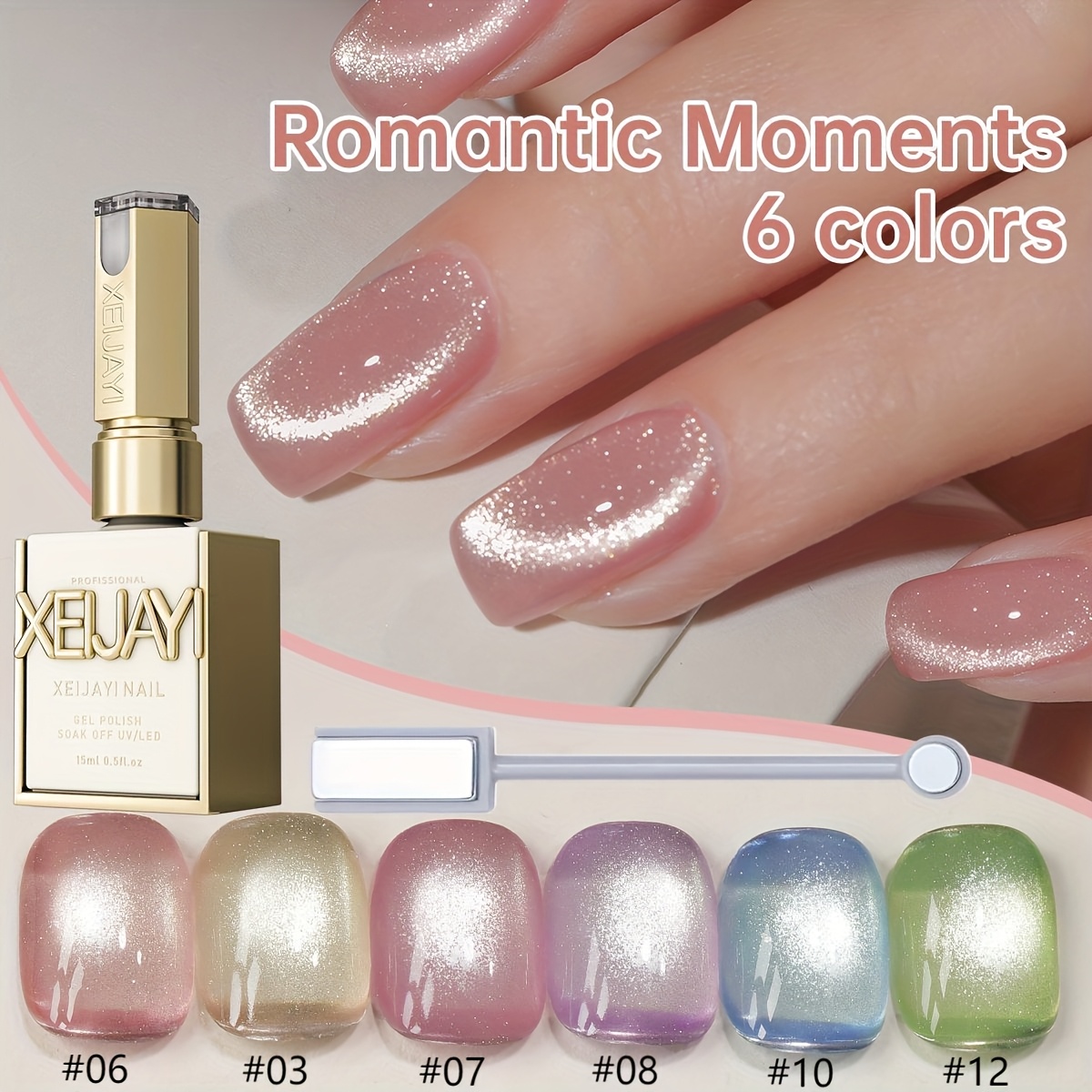 cat eye nail polish set contains magnets 6colors 15ml - Temu New