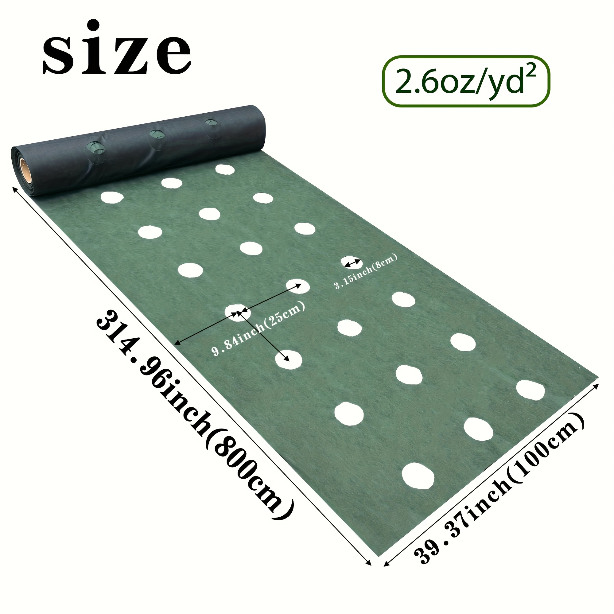 E-shop NEU! Hochbelastbare 1x10M Grün-Schwarze Doppelschicht-Unkrautbarriere | 1,77 oz/yd² Verdicktes Vliesstoff | Dreifach-Perforiert: Blockiert
