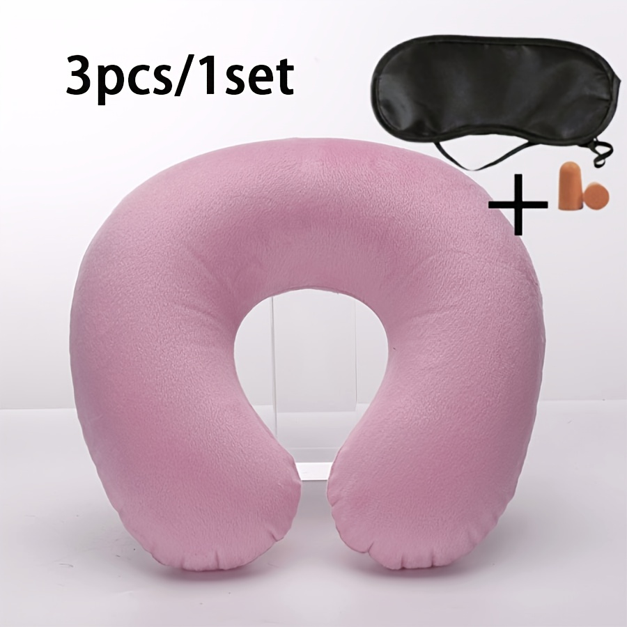 TEMU Travel Pillow Neck Pillow Airplane Pillow Travel Neck Flight Pillow Snap Button With Soft Cover, U Shaped Neck Pillow Portable Student Adult