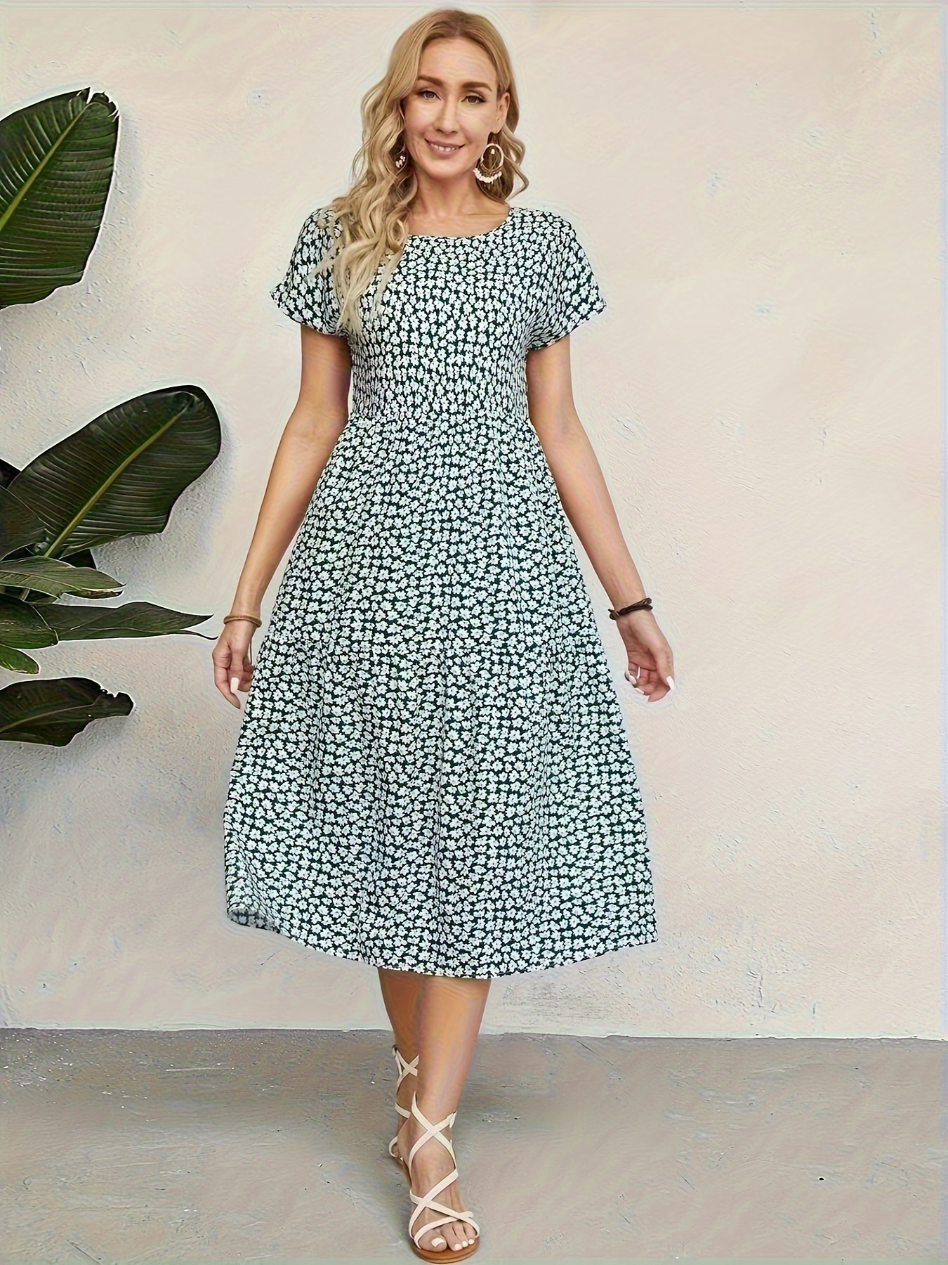 plus size womens elegant polka dot print loose fit midi Temu