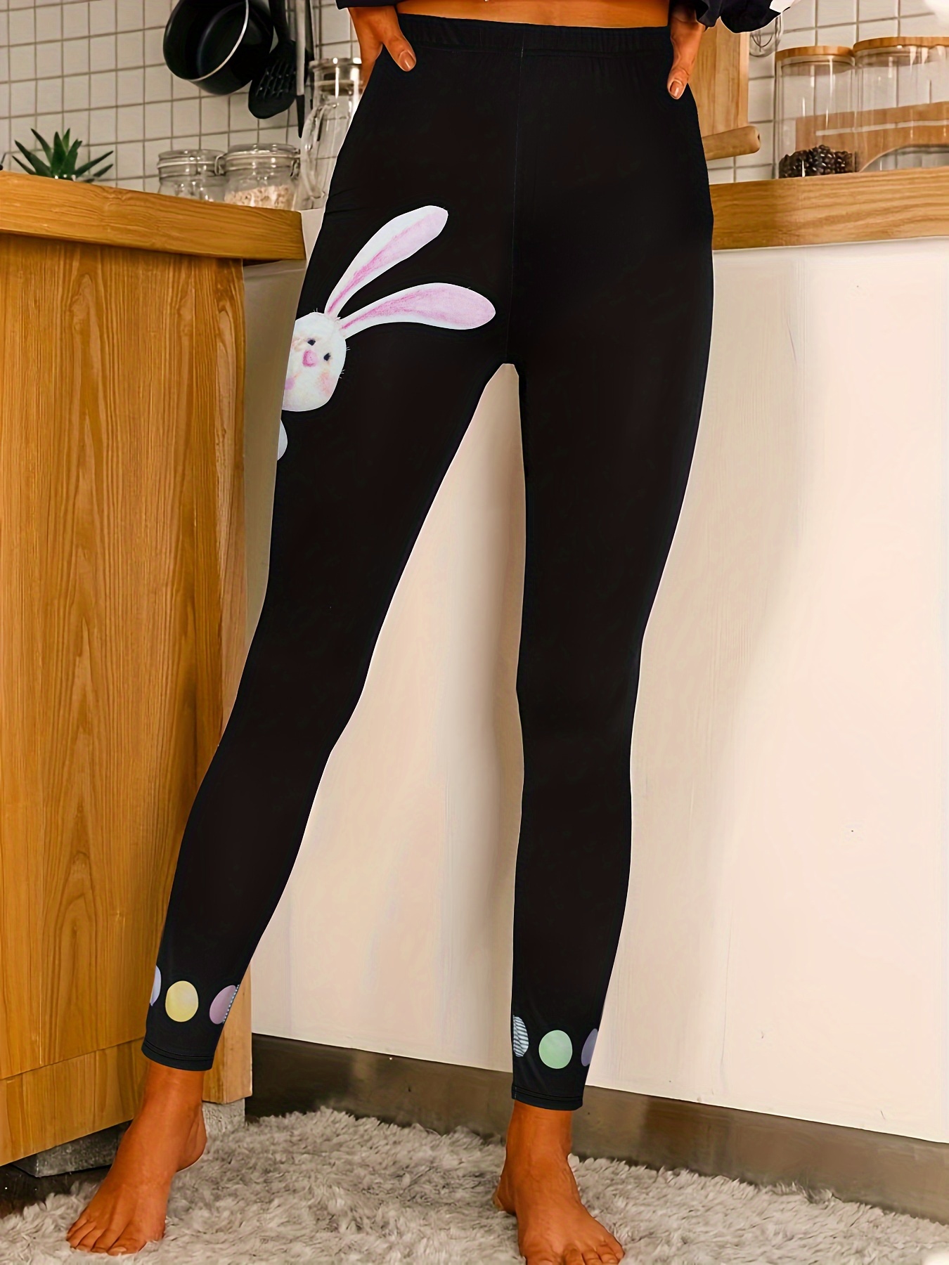 UoCefik Easter Leggings for Women Print Easter Eggs Bunny Rabbit High  Waisted Leggings Soft Workout Tummy Control Tights Running Yoga Pant Yellow  L 