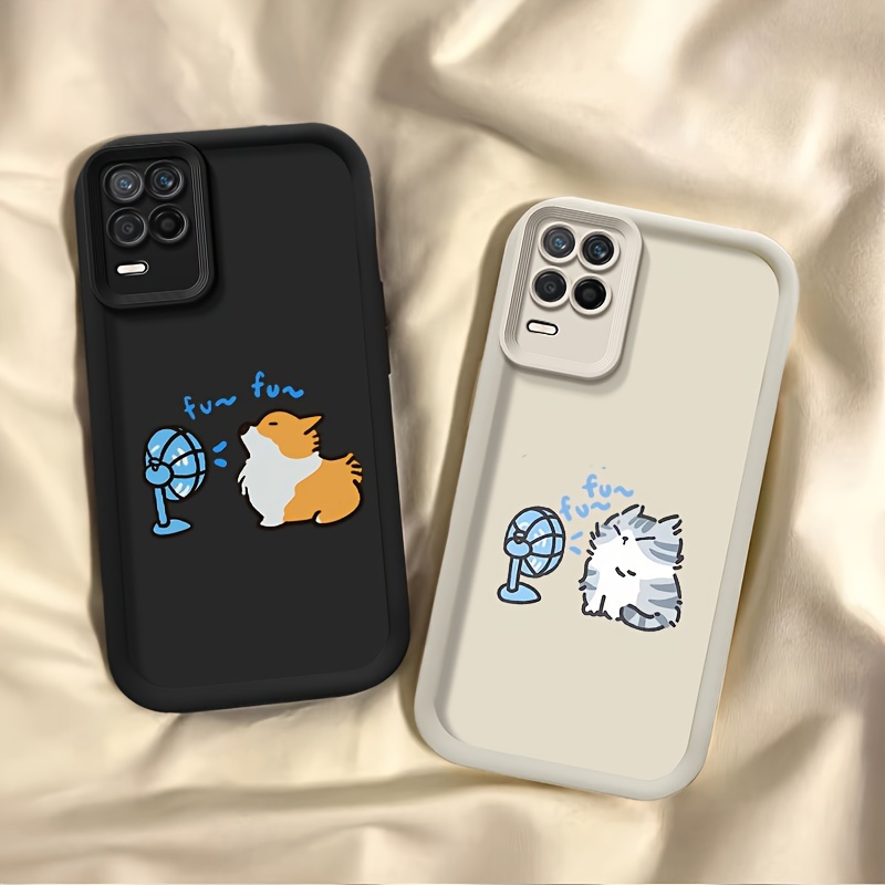 

Ladder Painted Summer Blowing Kitten And Puppy Mobile Phone Case For Realme