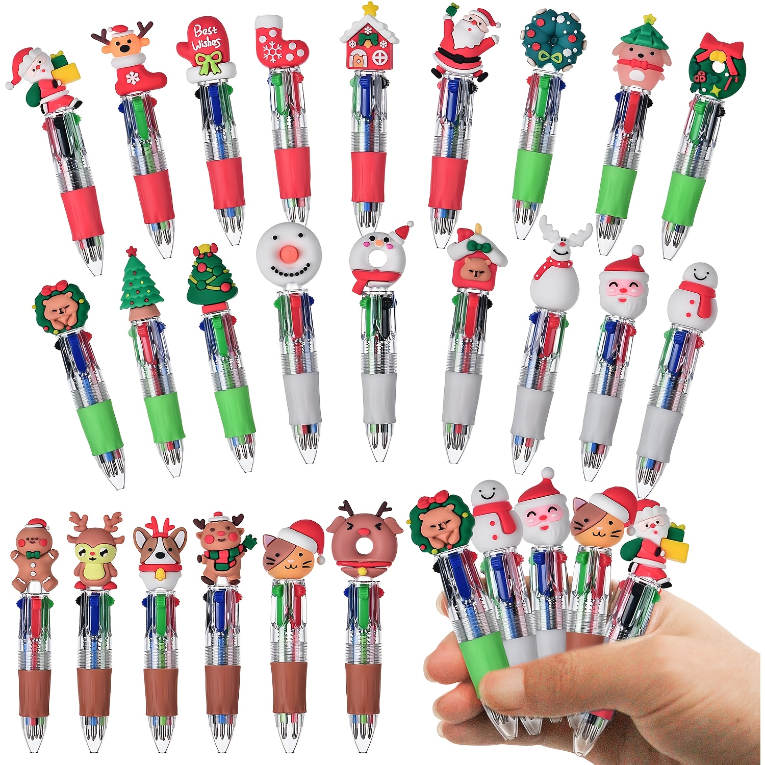 TEMU 20 Ballpoint Pens- Vibrant And Diverse Designs, Soft Silicone Grip, Suitable Office Holiday Gifts, Gifts, Giveaways