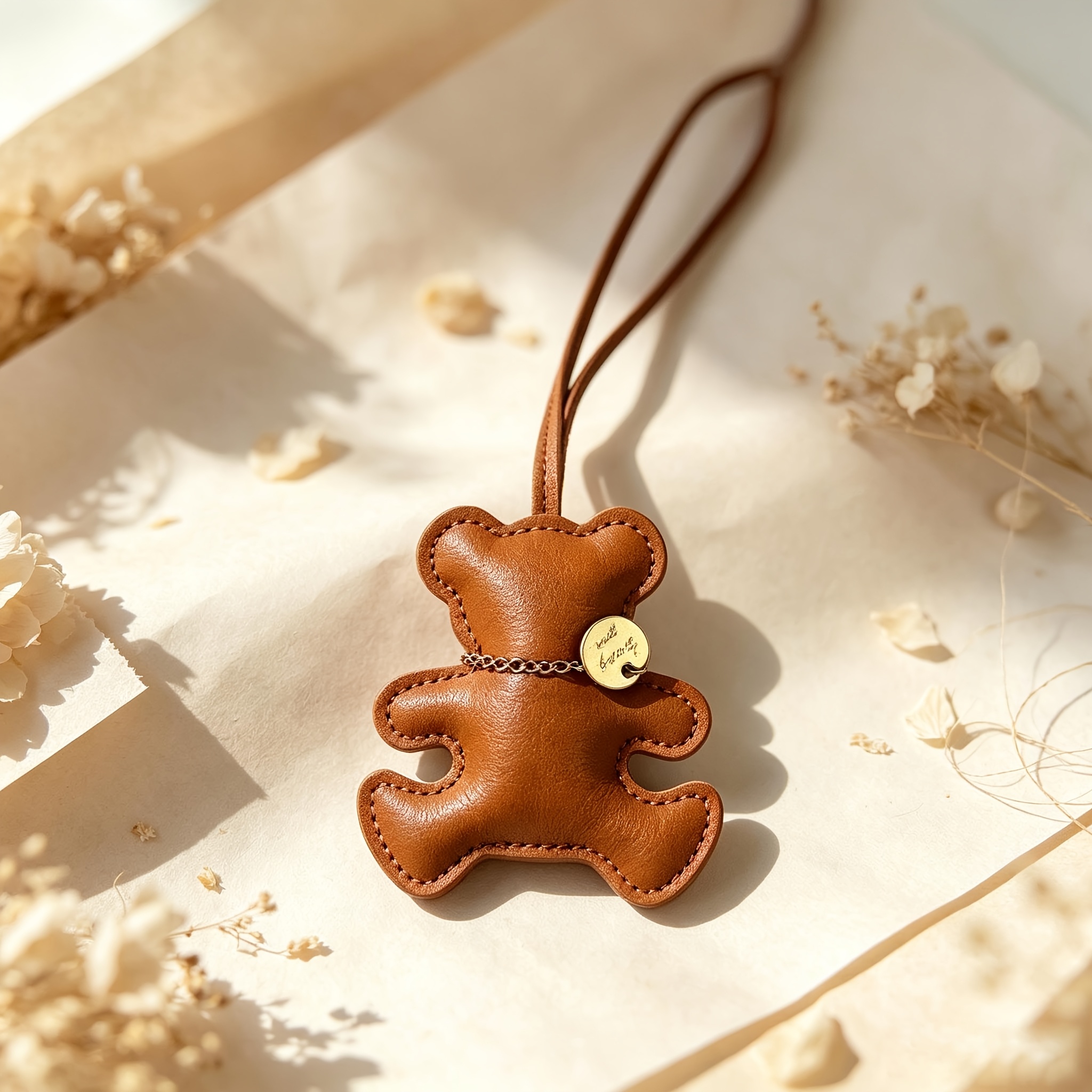 TEMU Retro Soft Pu Teddy Bear Bag Charm Cute 3d Bear Pendant Easy Metal Chain Decor Key Chain Ins Gentle Style Versatile Backpack Handbag Crossbody
