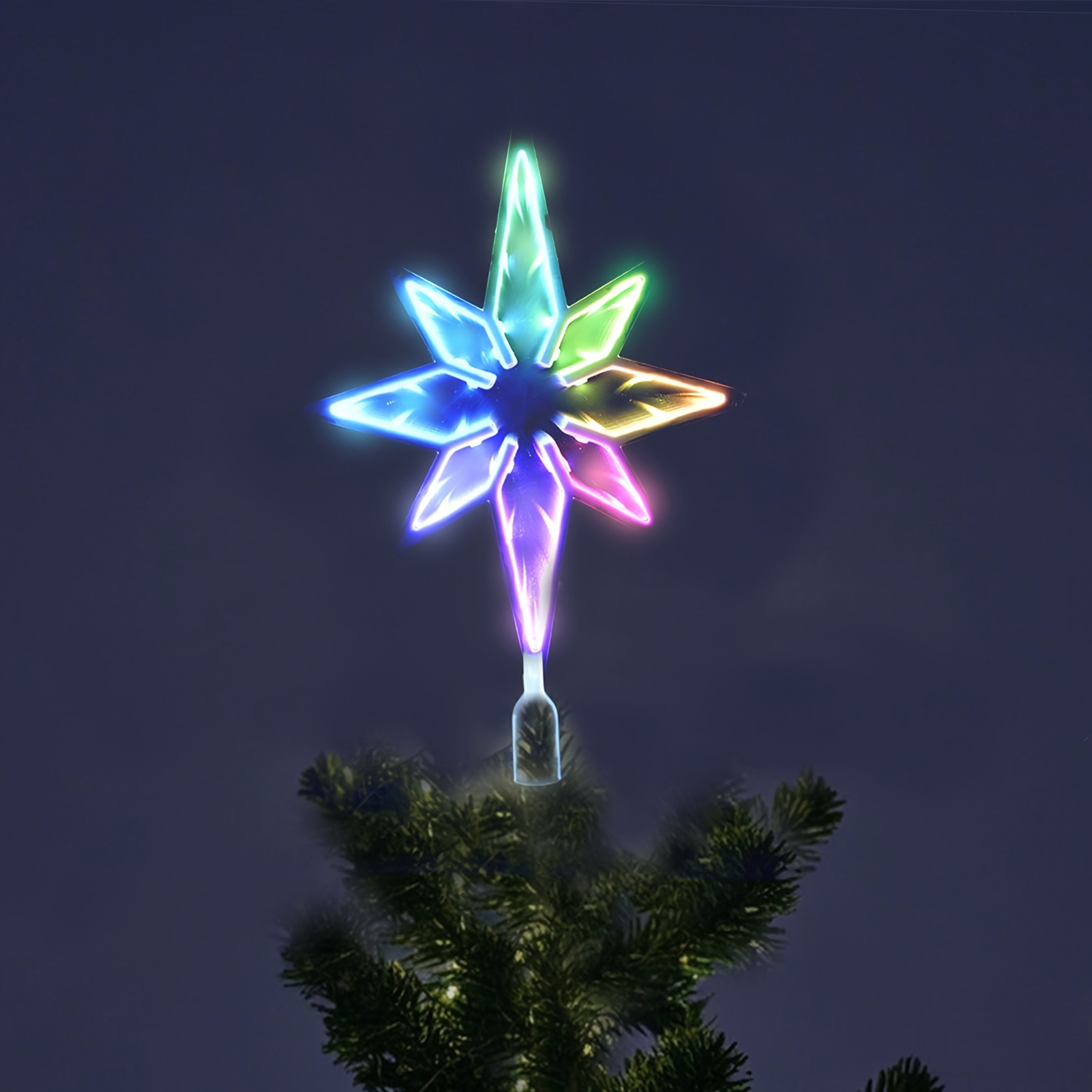 

Smart Christmas Tree Topper Star, 7.87" W X 9.84'' H Diy Color Changing 38 Rgb Led Lighted Star, For Holiday Party Gift Decorations