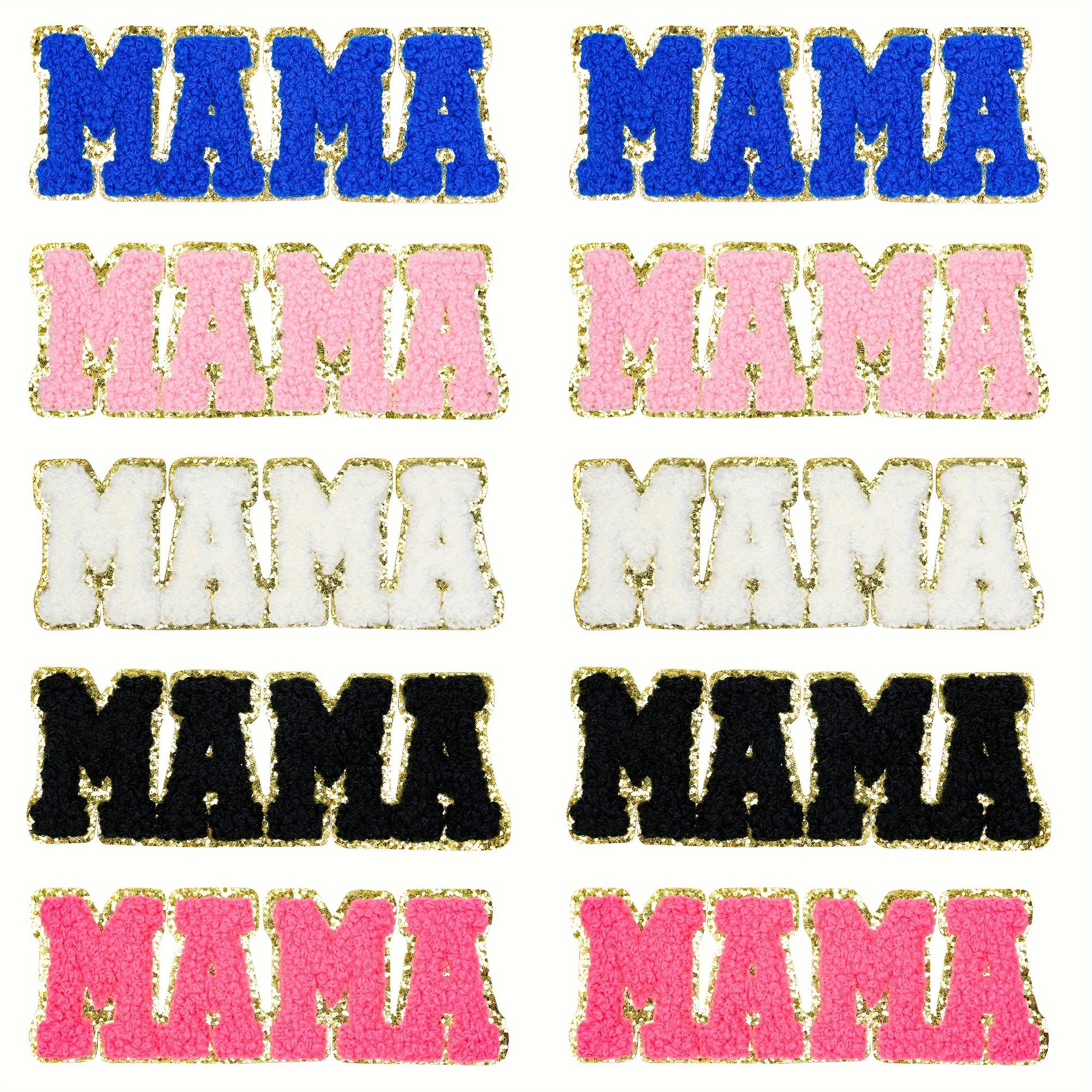 

10/15pcs Colored Mama Set With Golden Edges - Embroidery Fabric Patches For Clothing, Shoes, Hats, Bags - Diy Decorative Patches For Ironing Or Sewing