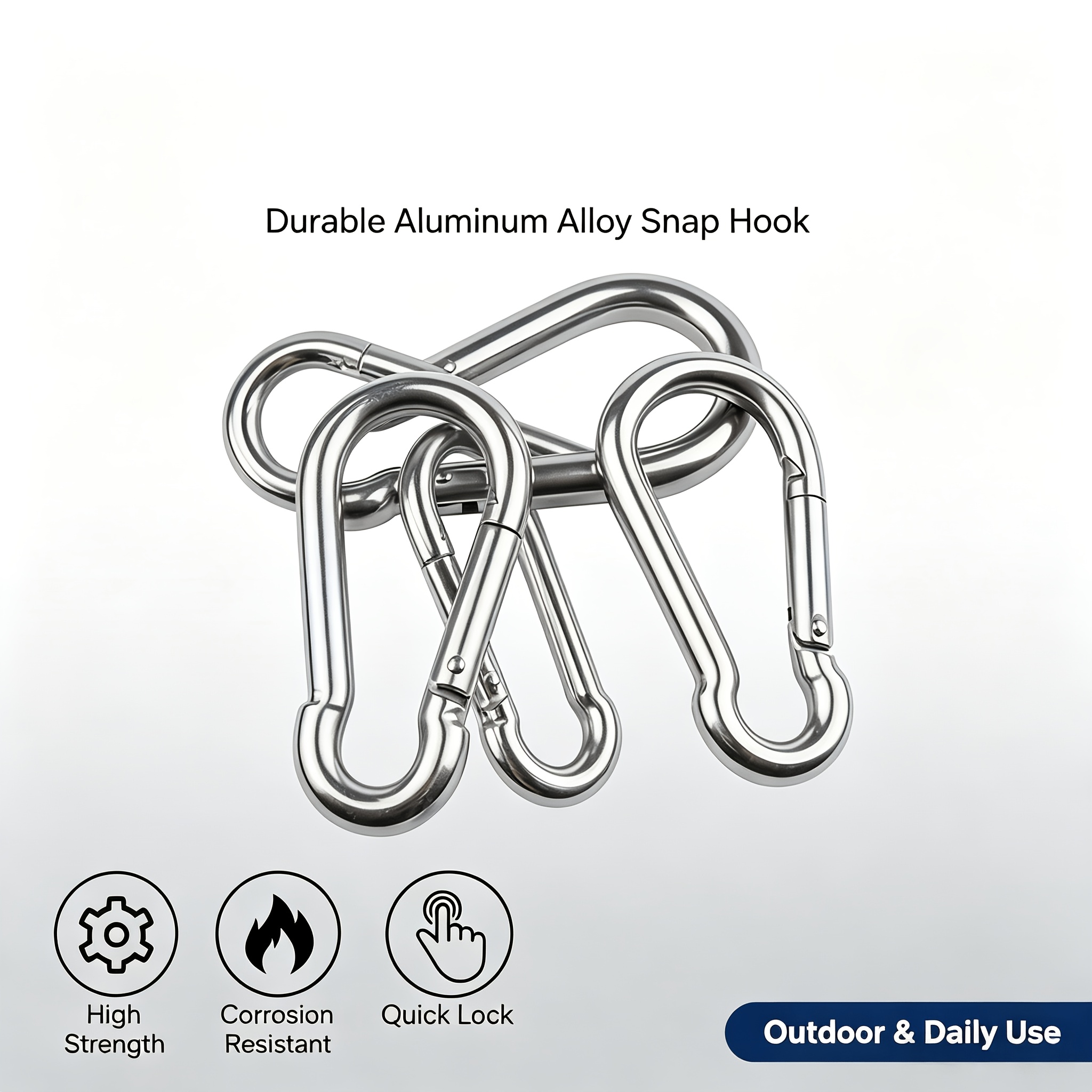 TEMU 22pcs Set Of Outdoor Hooks, Outdoor Buckles, Outdoor Keychains, 4 X 40mm Outdoor Hook Keychains With Spring Lock Hooks, For Hiking, Backpacking,