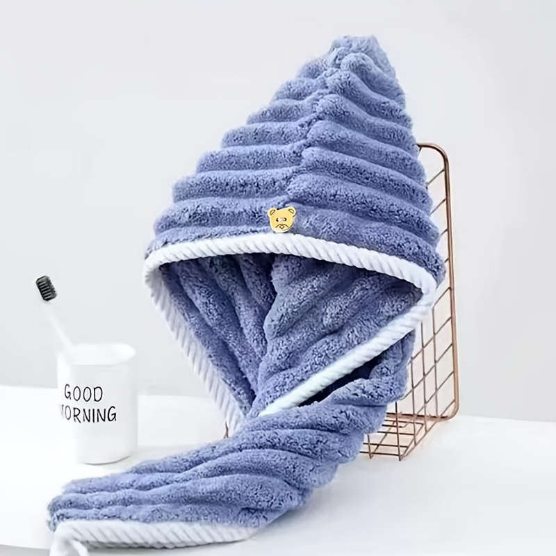 TEMU New Women's Home Bathroom Daily Use Quick-dry Microfiber Hair Cap, Absorbent And Soft
