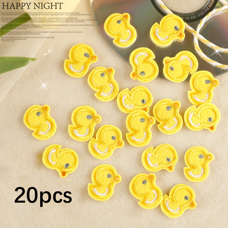 TEMU 20pcs Yellow Duck Pattern Diy Embroidered Fabric Patches, Embroidered Badges For Clothing And Apparel Accessories, Cute Cartoon Anime Style, Hot