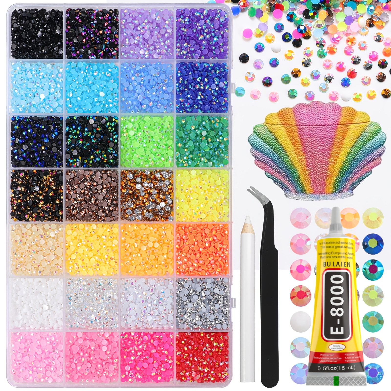 32000pcs rhinestones bedazzling kit with tools 3mm colored resin rhinestones for   flatback resin gems for crafts bedazzling kit for clothing shoes face makeup tumblers