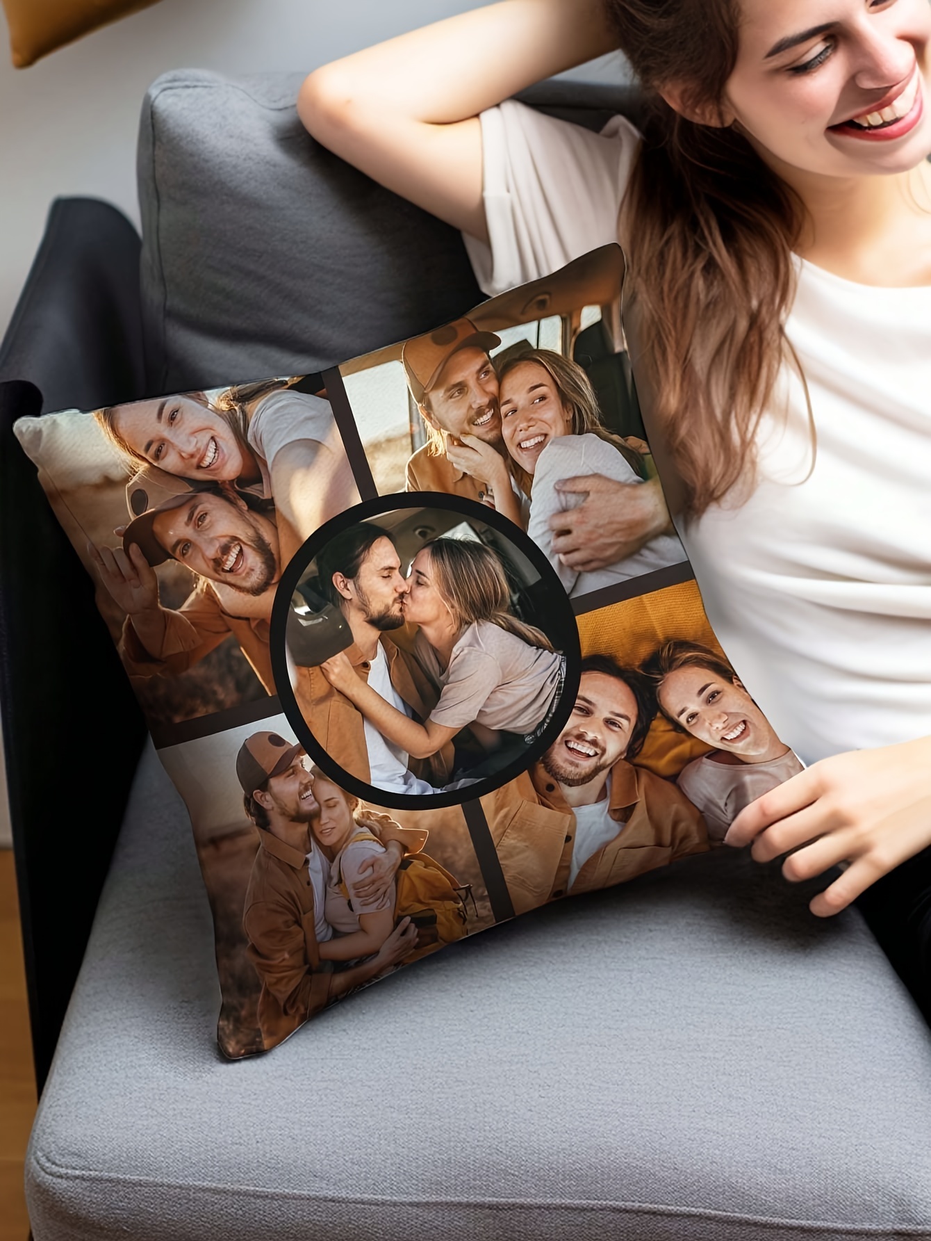 custom photo pillow cover 18x18 personalized plush fabric   living room bedroom sofa decor unique gift for anniversaries birthdays mothers day fathers day   details 2