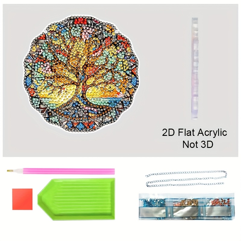 Image of 2d Acrylic Diamond Painting Kit Featuring A Tree Of , Sparkling Crystal Art For Home Decor, Suitable For Beginners And Adults . Perfect For Decorating Gardens, Windows, , Walls, Rooms, Living Rooms