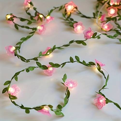 cherry string lights vine with fairy lights 20 led copper wire battery powered garland leaves suitable for bedroom wall christmas decoration cherry