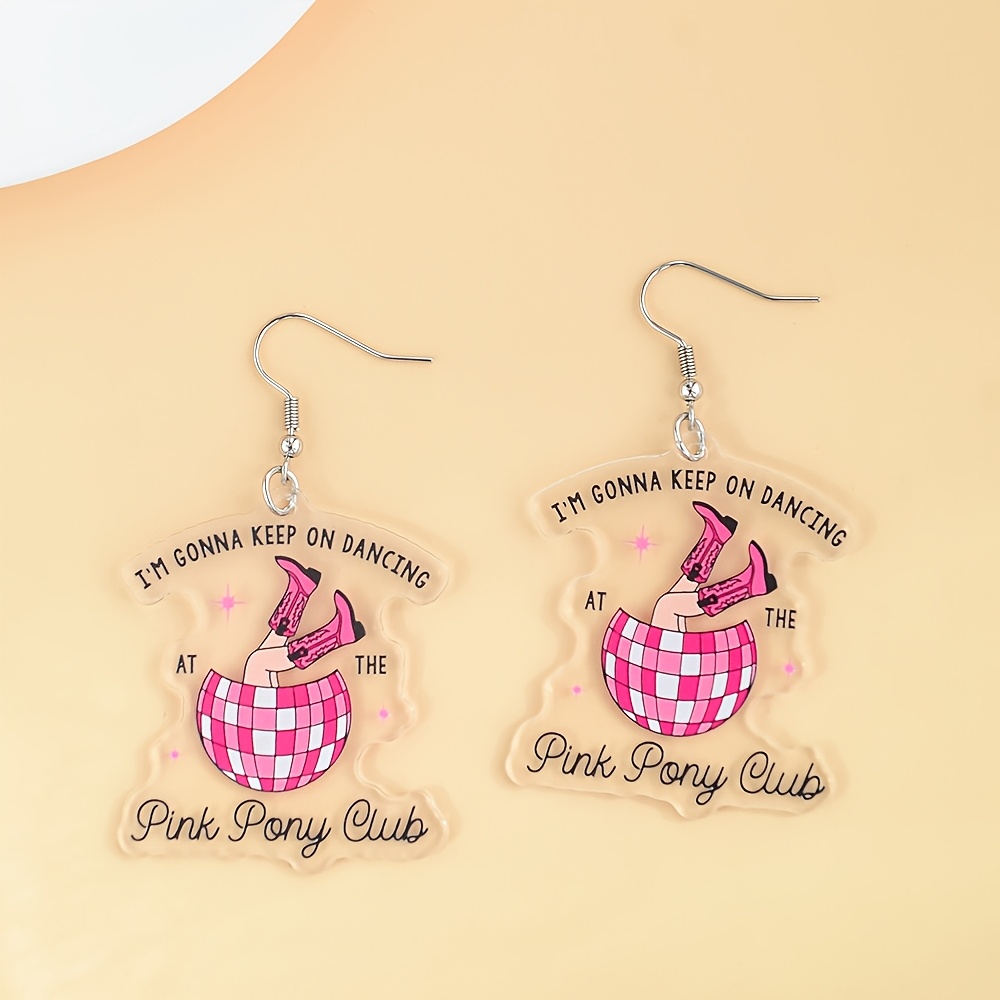 

1 Pair Pink Dangle Earrings, Acrylic Cute Fashion Jewelry, Stainless Steel Hooks, No Plating, Lightweight, Unique Personalized Gift, For 15+