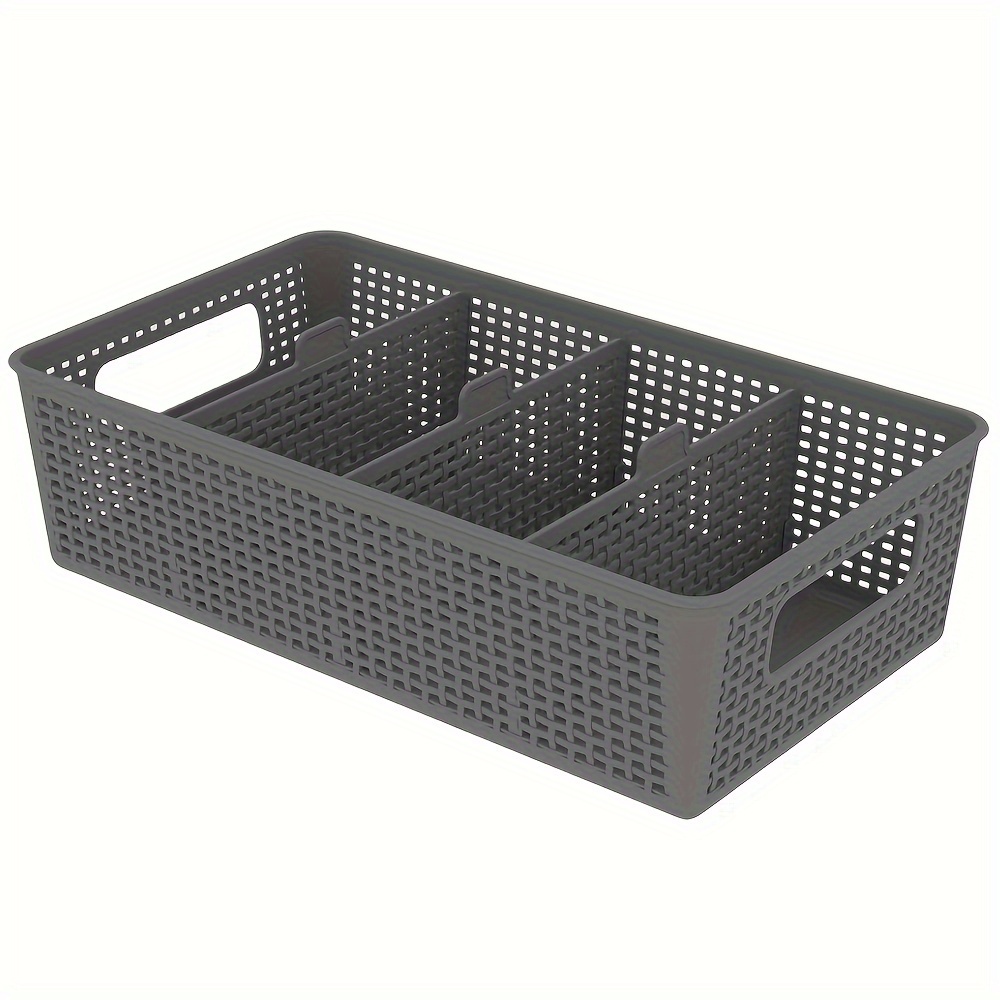 1/2pcs Woven Storage Basket With 3 Compartments, Organizing Bathroom Vanity And Kitchen Cabinets, 1 Set From, Shelf Baskets