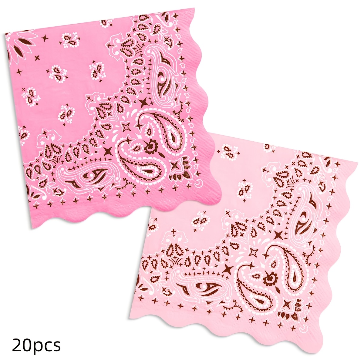TEMU 20/40/60/100-piece Cowgirl Napkins – Paper Napkins | Pink Bandana, Western Party, Bachelorette, Birthday