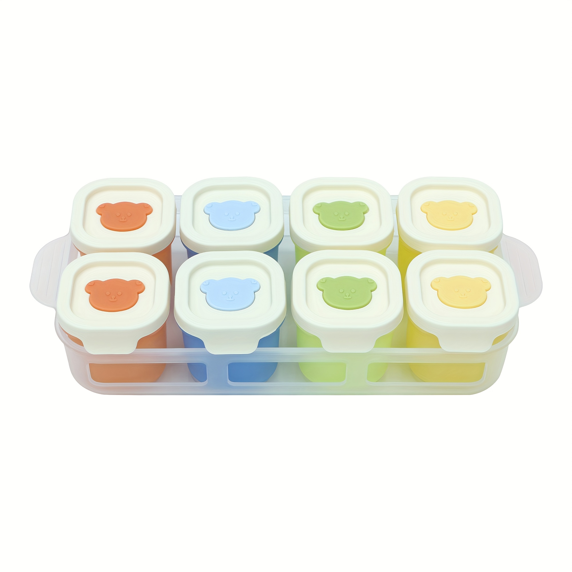 9pcs Silicone Food Storage Containers With Lids-with Tray, Multipurpose Round Boxes - Dishwasher Safe Clip-on Lid Design - Reusable Freezer Meal Prep Containers With Tray For Snacks, Purees & Nuts