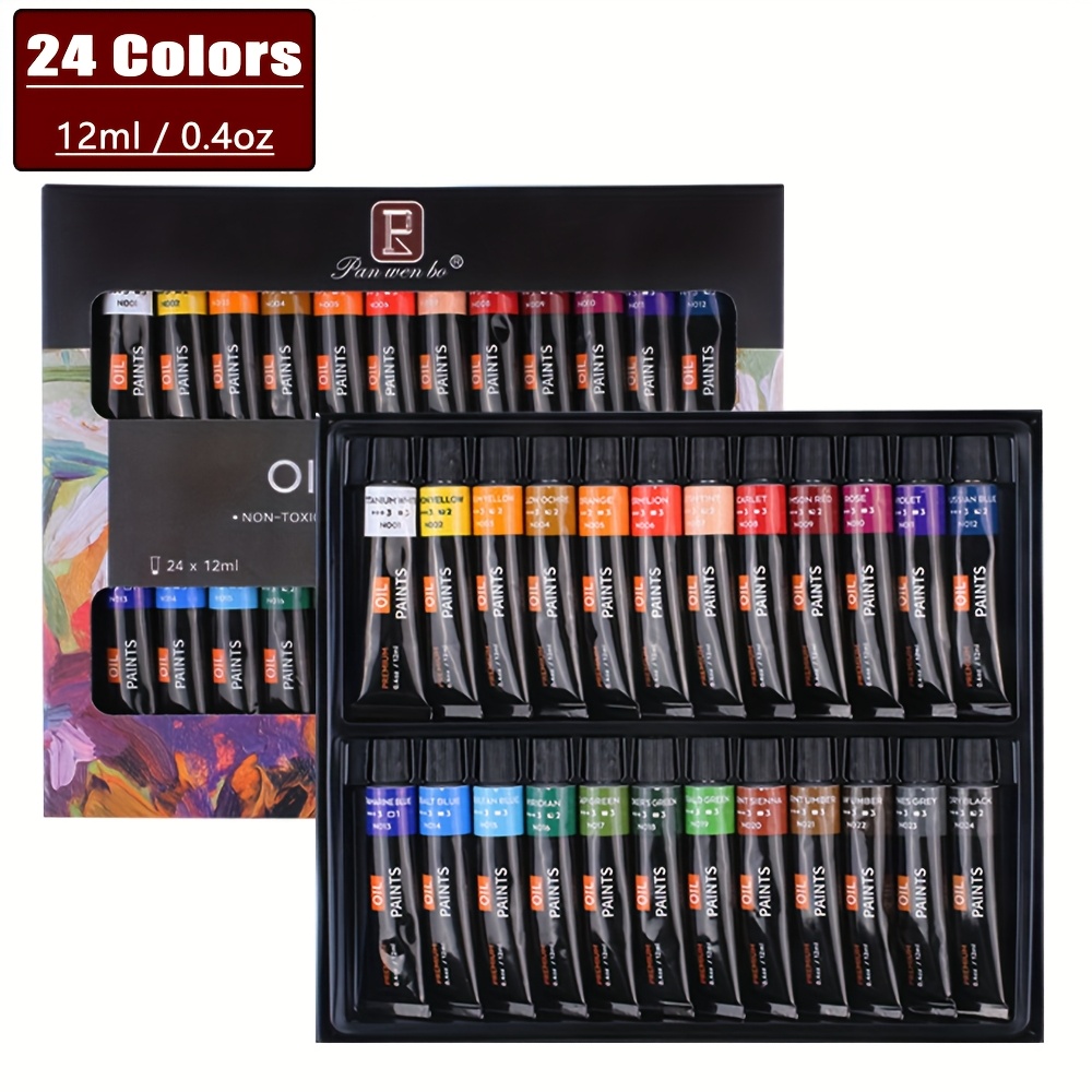 Image of 12/24 Colors Oil Paint Set, 12ml/0.4oz Oil Based Paint With High , Creamy Texture & , Oil Paint Supplies For Artists, Students & Beginners