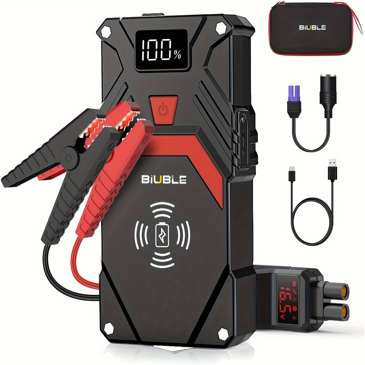 

Biuble Car Battery Starter, 2500a 24000mah Portable Emergency Starter (all Gas Or 8.0l Diesel), 12v Booster Power Bank, Led Flashlight Car Battery Starter (2500a)