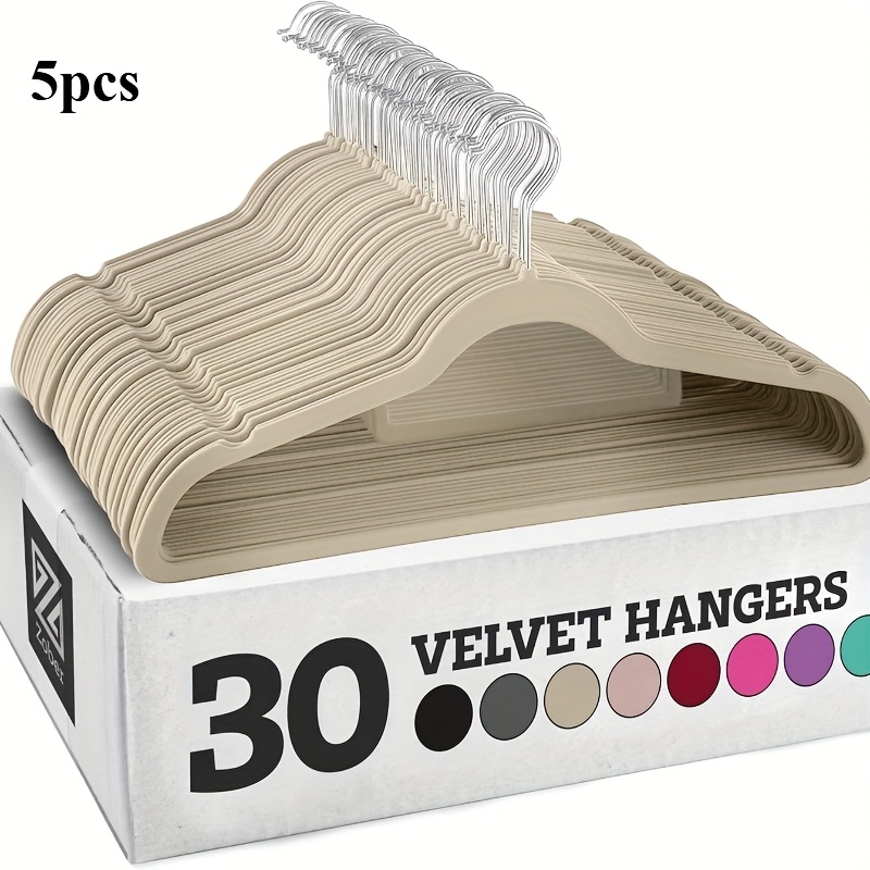 

5pièces Velvet Magic Hanger - aux rides et aux rayures, Cintre en acier inoxydable pour le stockage en dortoir et à , Humide et sec, Velvet