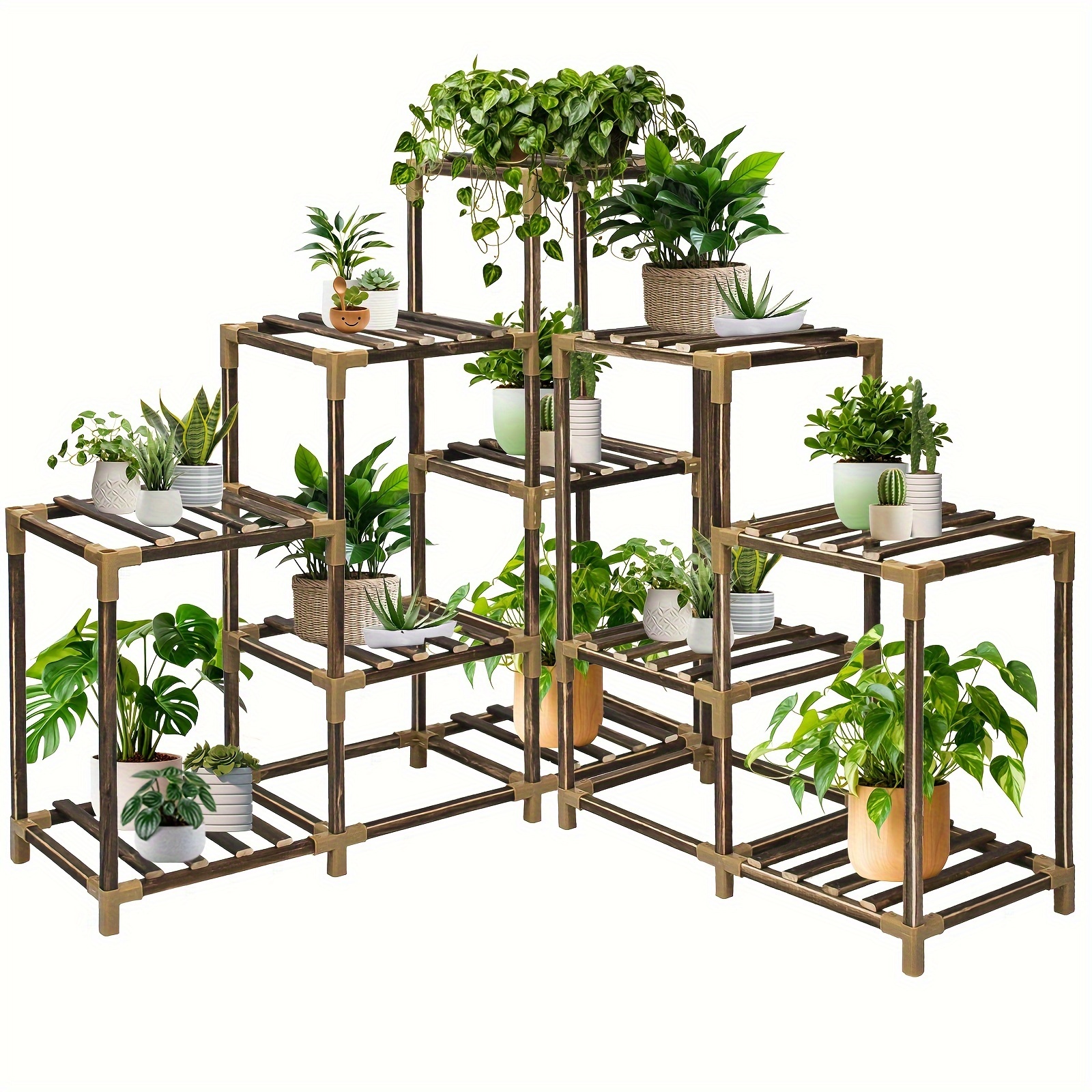 

Plant Stand Indoor, 3-tier Outdoor Wood Plant Stand For Multiple Plants, Accommodates 7 Potted Plants, Ideal For Gardens, Room Corners And Plant Gardening Gifts