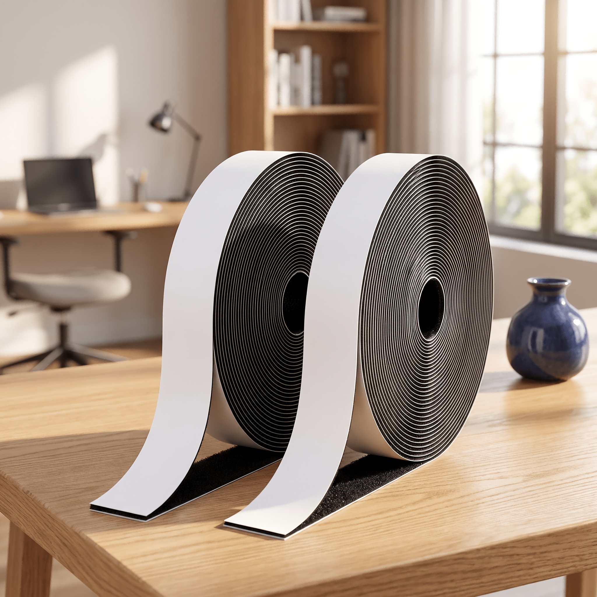 Image of Black Heavy-duty Tape, 2 Rolls, 2cm X 52.5 Feet. Fabric-friendly Tape For Hanging Artwork; Strong Adhesive Suitable For Home, Classroom, And Office Use