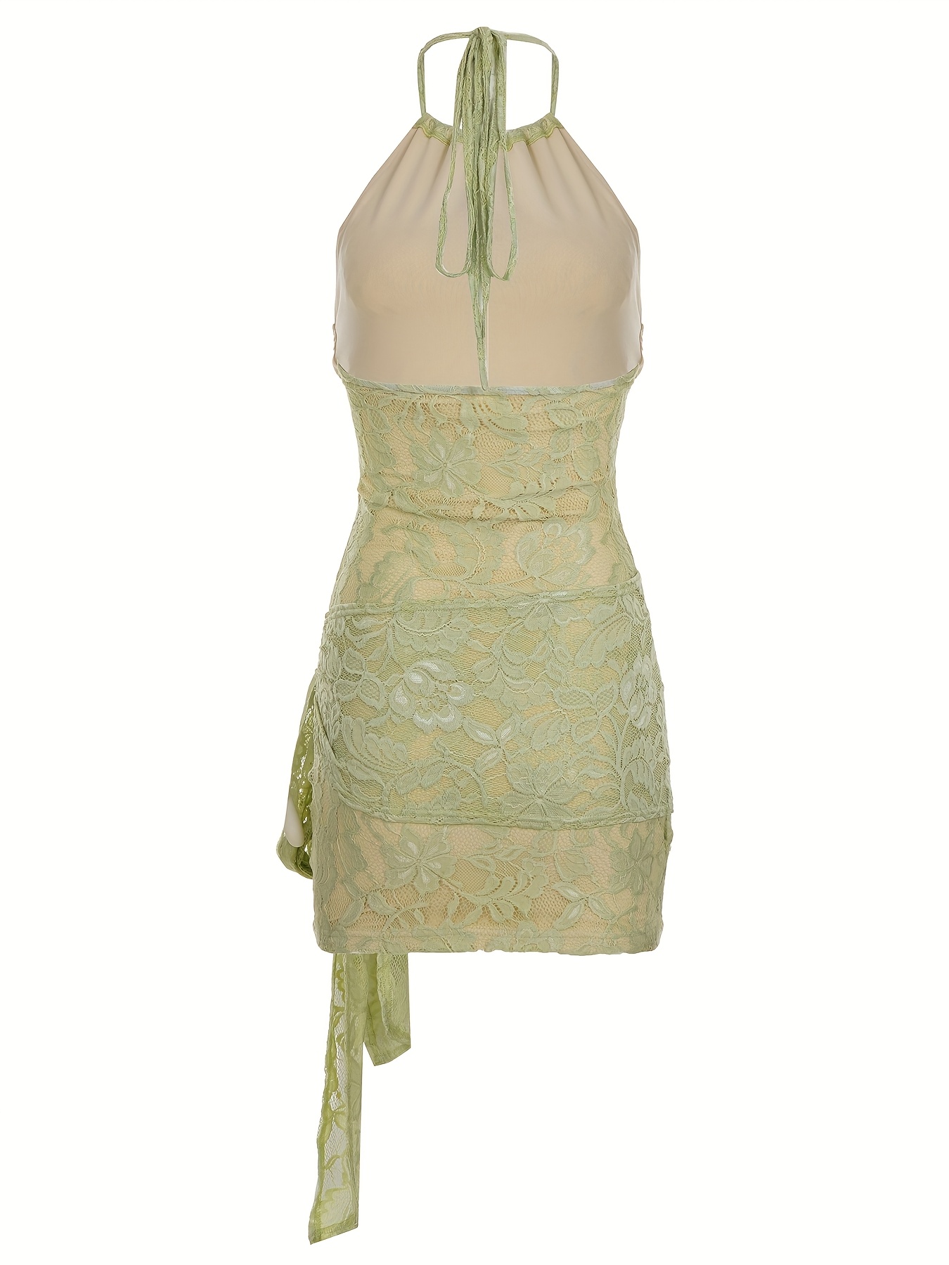 green lace bodycon dress Straps Emerald Green Appliques Bodycon Mini Dress – Ohmollydress main image 1