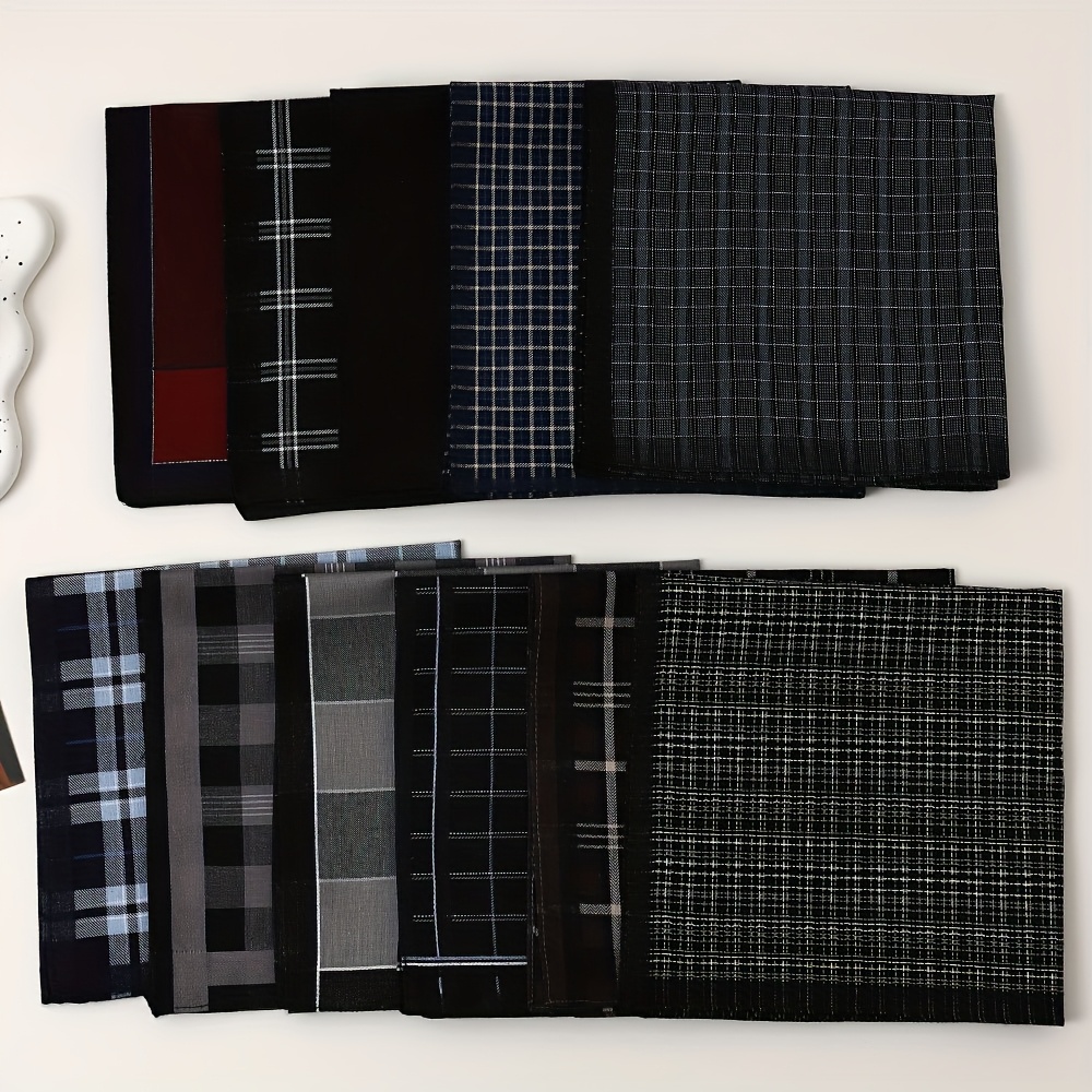 Men's Elegant Plaid Design Handkerchief, Multi-Color Options