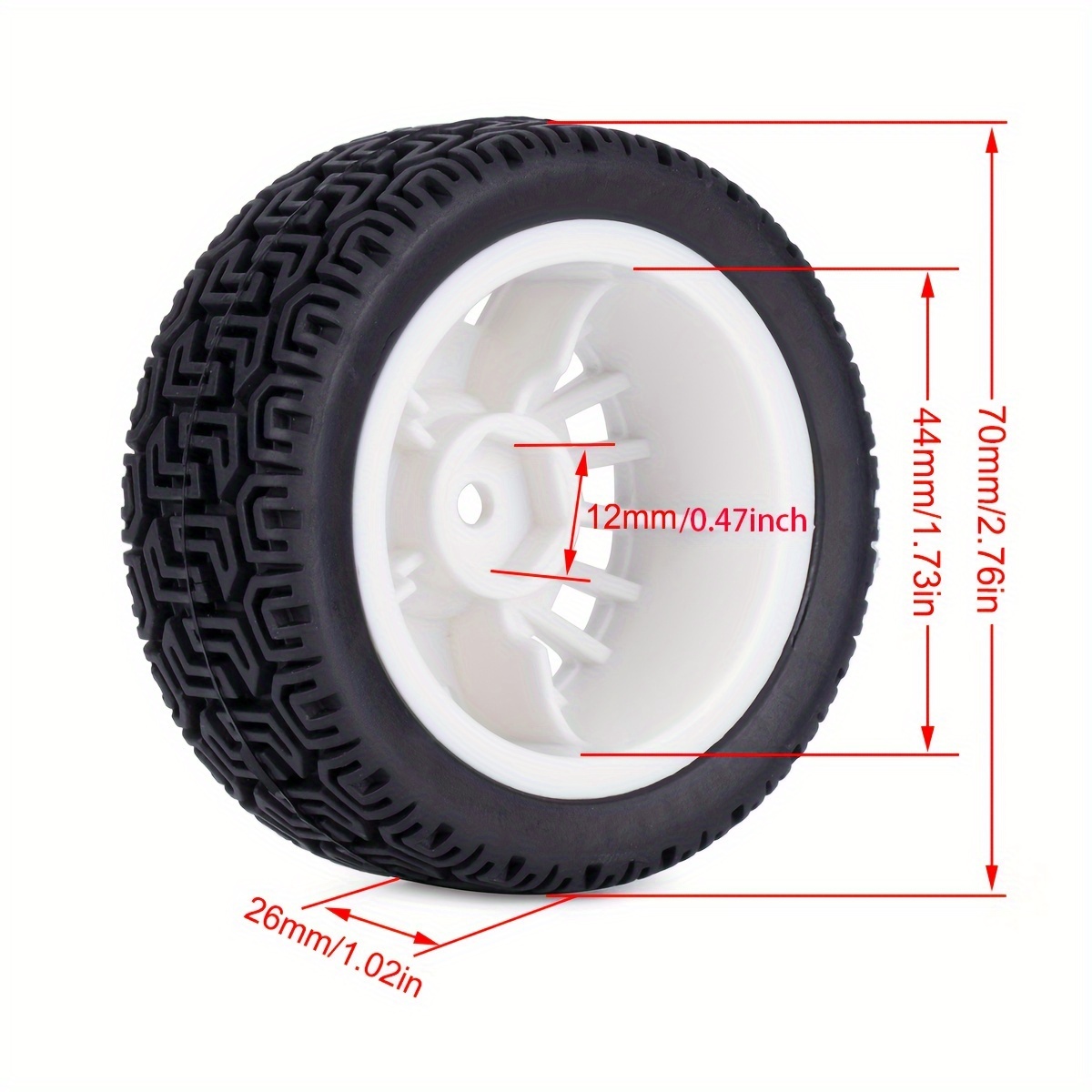 Pneus de Voiture RC Rally 4 Pcs 70mm Échelle 1:10 en Plastique Nylon RC Tout-Terrain avec Motif de Bande de Roulement Spécial pour Modèle TT01 XV02