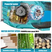 650w powerful chainsaw 12 inch cordless powered chain saw with 18v 2 x 5 5ah batteries non slip handle and safety for wood cutting tree trimming gardening details 8