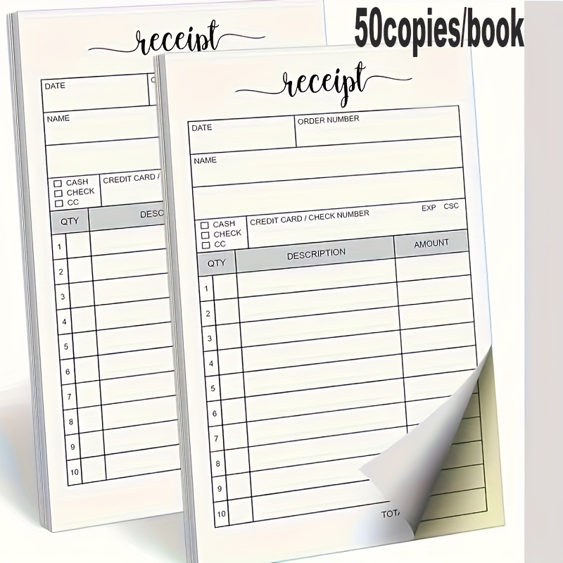 1 Book/50 Copies Order Book, Receipt, 3.5x5.5 Inch Handheld Carbonless Copy Book, Carbonless Copy Order, Suitable For Invoice Booklet, Receipt Document Book