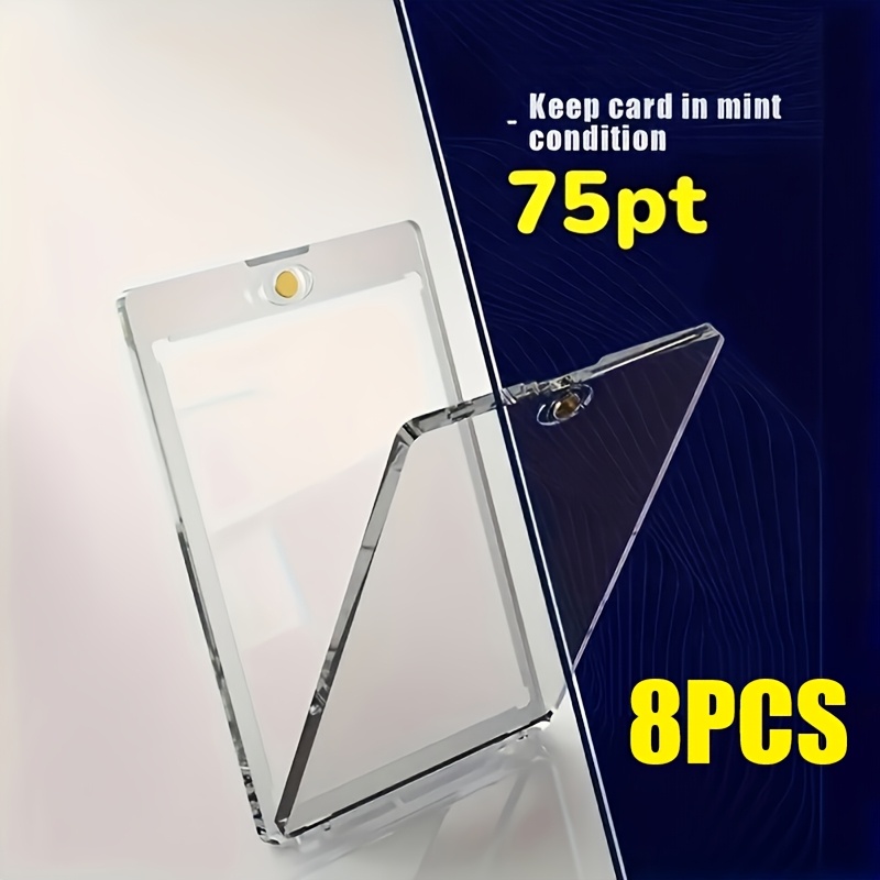 8pcs Clear Magnetic Trading Card Holders Compatible For 75pt/100pt/130pt/180pt Cards, Display With Magnetic Backs - Storage For Sports Cards, Decks (gift For Christmas, Thanksgiving, New Year)