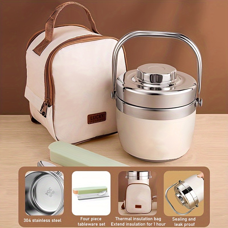 

Ultra Long Insulated Lunch Box Made Of 304 Stainless Steel, Portable With Bucket For Restaurant