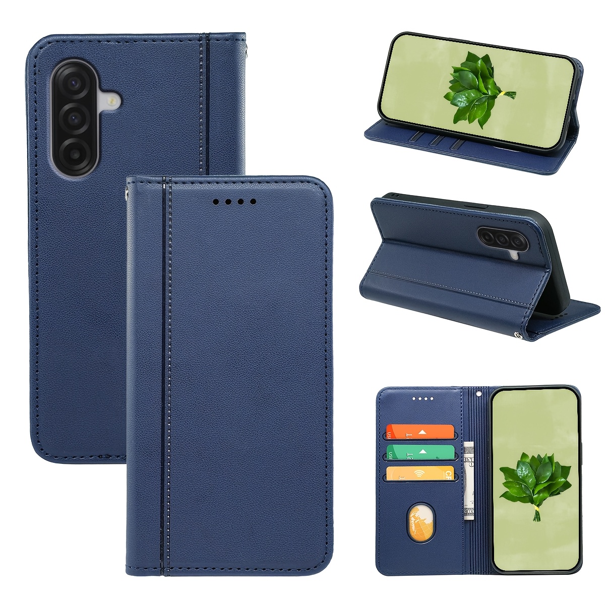 Etui za telefon - Etui za telefon, primeren za Samsung Galaxy A17 serijo. Ta klasičen etui za telefon z zložljivim denarnico ima 3 reži za