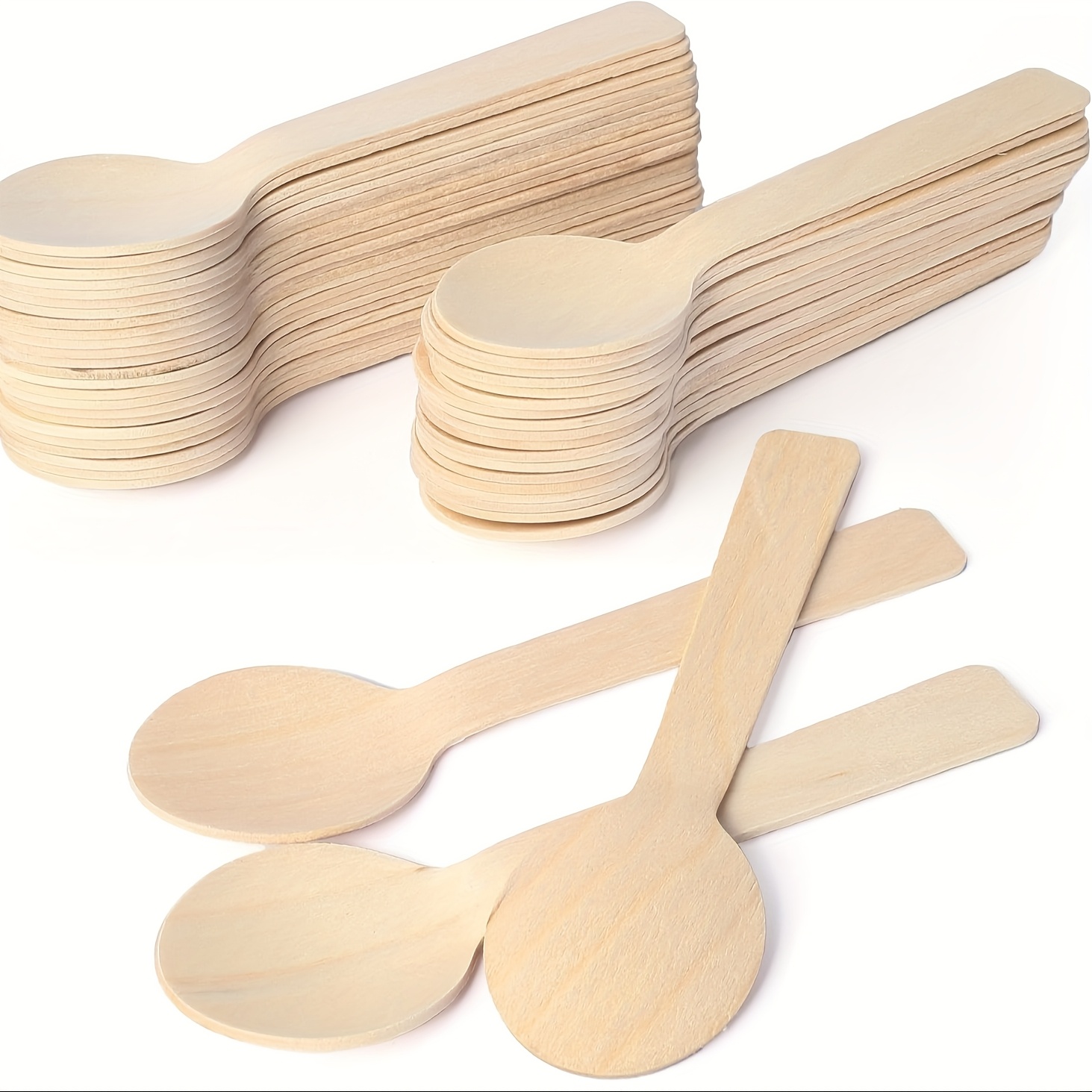 Image of 100-pack 4.1-inch Disposable Tasting Spoons, Mini Portable Tasting Spoons, Disposable Tableware, Suitable For Home, Parties, Events, Gatherings, Weddings, And Large Gatherings