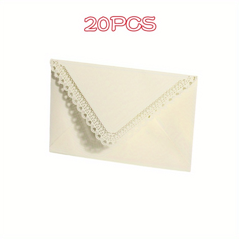 TEMU Pack de 20 Enveloppes Colorées à Bordure en Dentelle pour Cartes d'Invitation, Mariage et Anniversaire - Fournitures de Papeterie Élégantes de