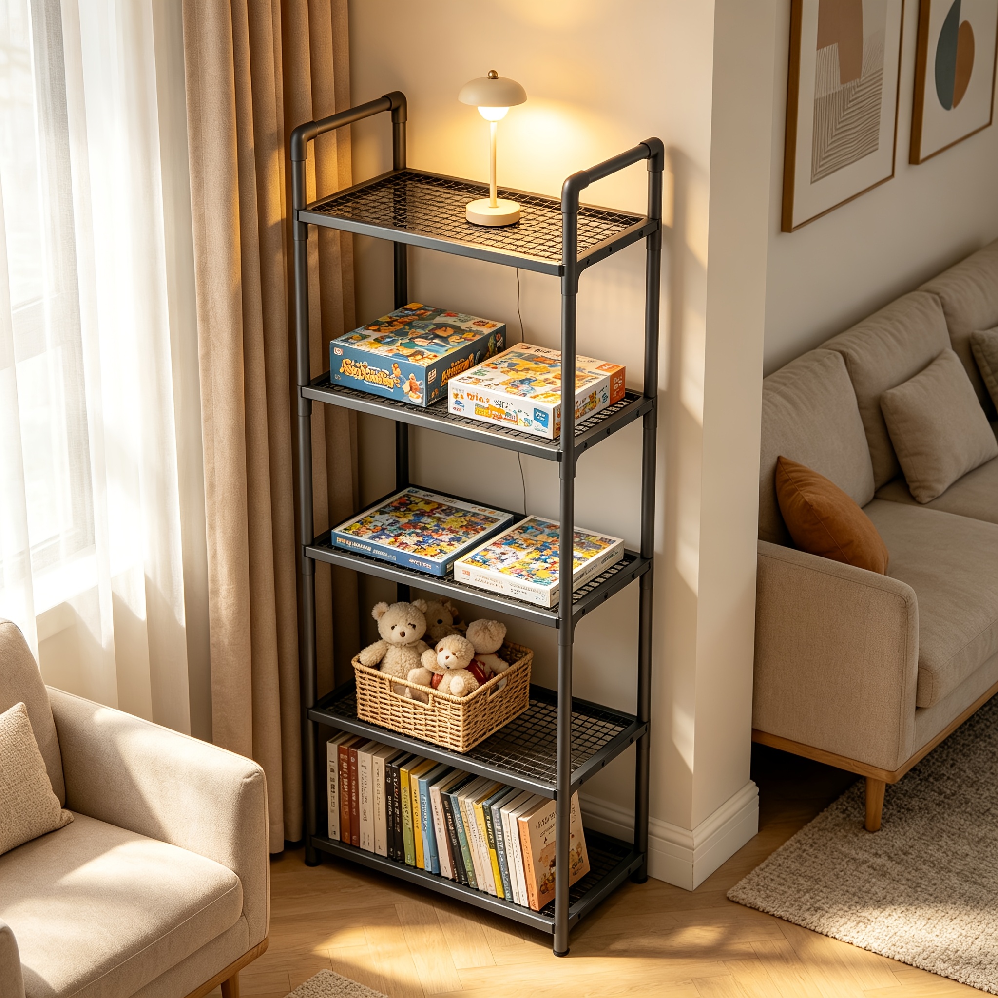 5-layer Narrow Storage Shelf, Floor-standing Storage Rack, Garage Laundry Room Storage Shelf, Household Shelf, Flexible Placement, Standing Shelf