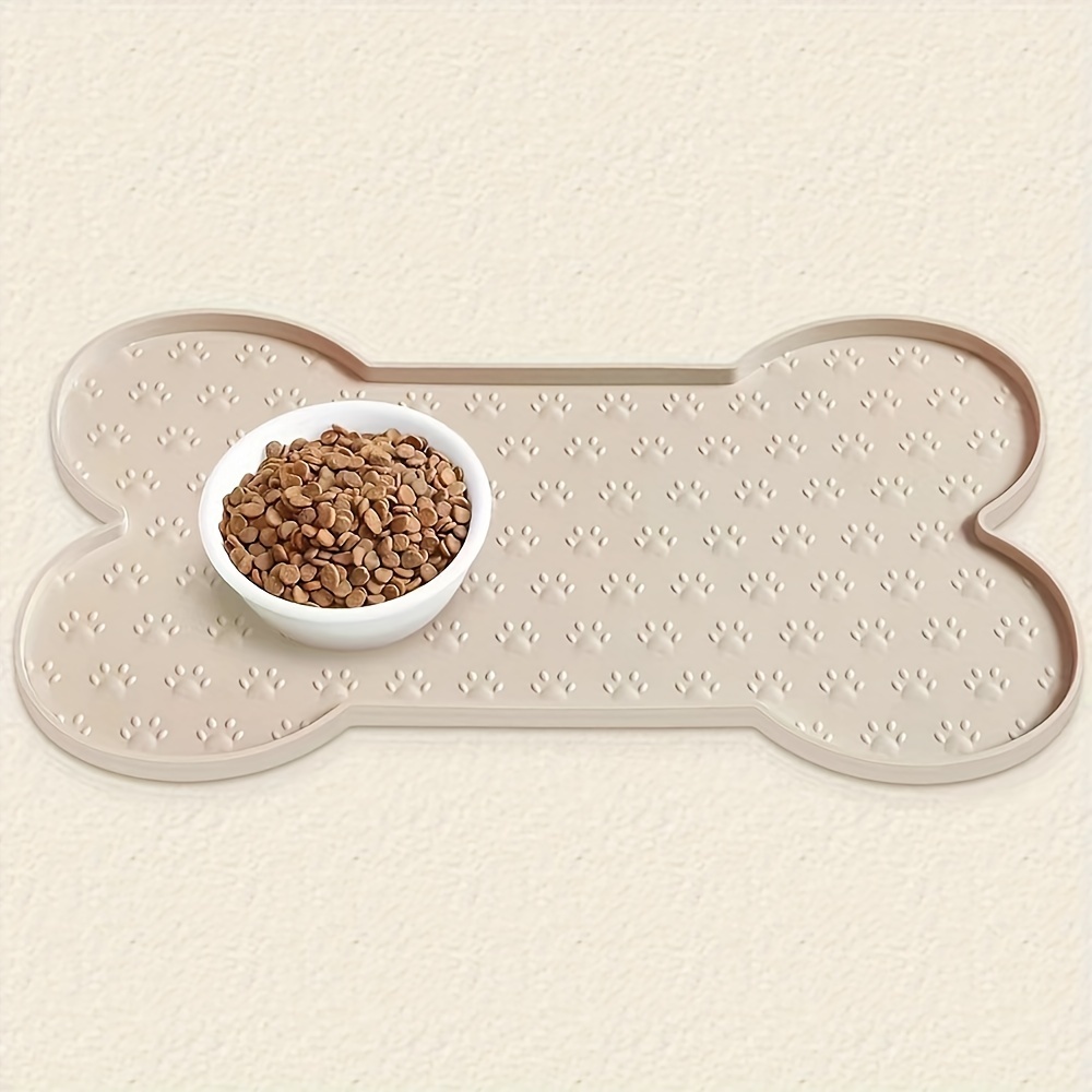 

Silicone Dog Feeding Mat, Non-slip Pet Food Pad With Raised Edges, Washable Waterproof Dog Cat Feeding Tray With Paw Prints Design, Durable Food Bowl Placemat For Small To Medium Dogs