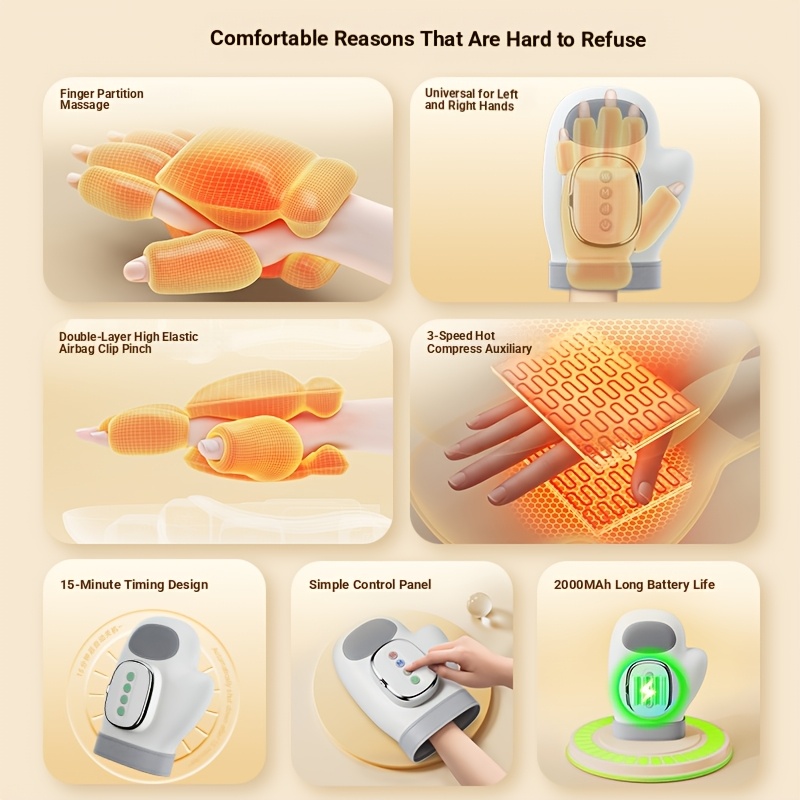 a rechargeable hand massager simulates manual massage hand