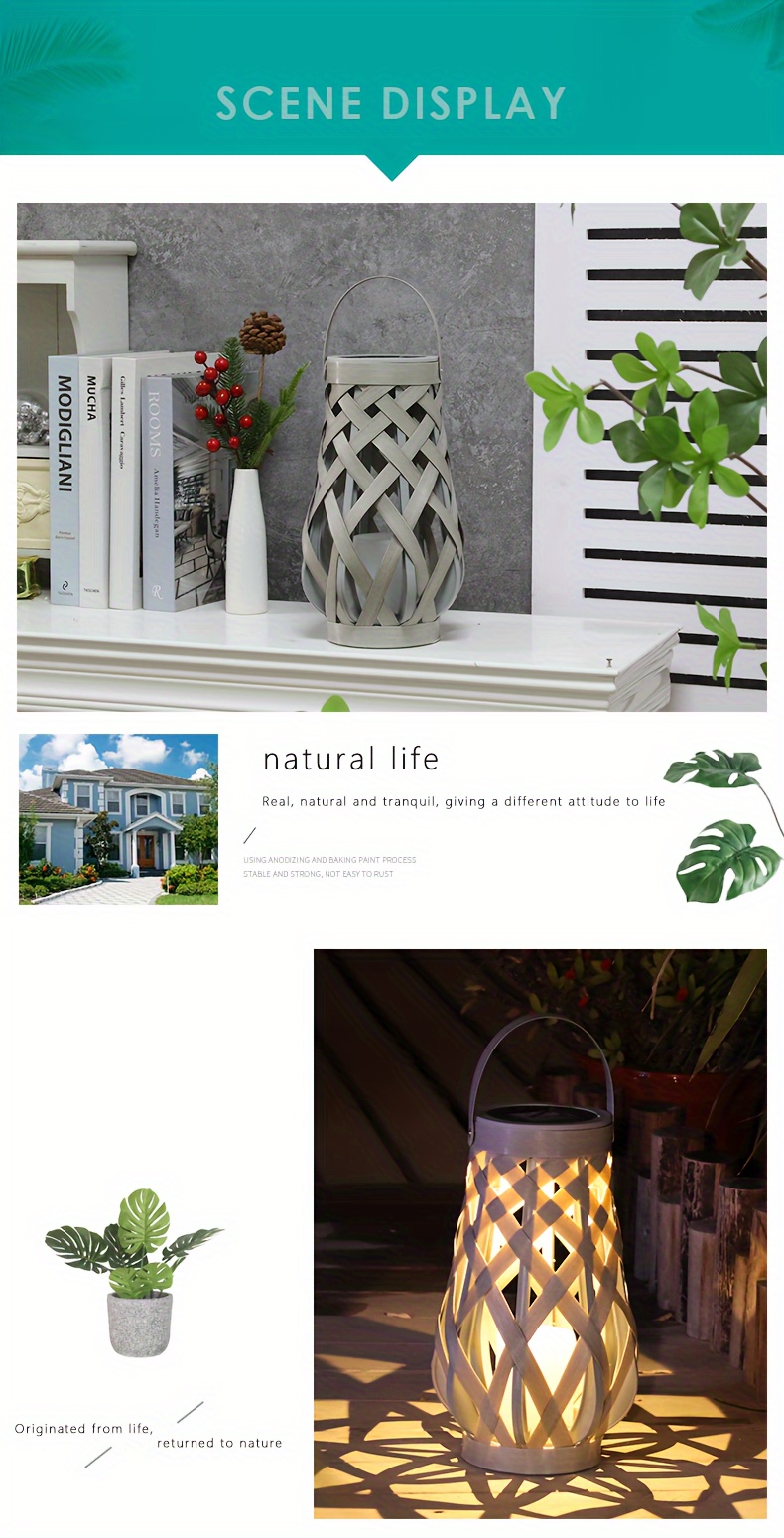 A Portable Outdoor LED Decorative Lantern with Handmade Woven Solar Ambiance, No Installation Or Wiring Needed, Perfect for Camping, Yards, Gardens, And Lawns