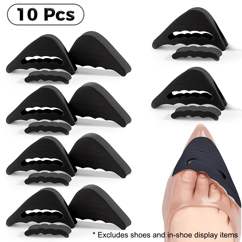 TEMU 10pcs Adjustable Toe Inserts For Half-size Too-big Shoes, Suitable For Loose Shoes, High Heels, Sneakers, Boots, Black,ideal For Christmas