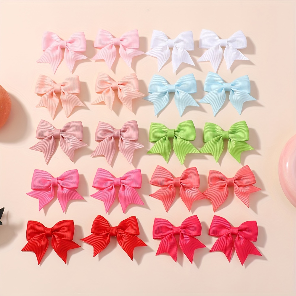 

20pcs Colored Ribbed Bow Hair Clips, Suitable For Party Holiday Hair Styling, Perfect Gifts For Girls, Assorted Varieties